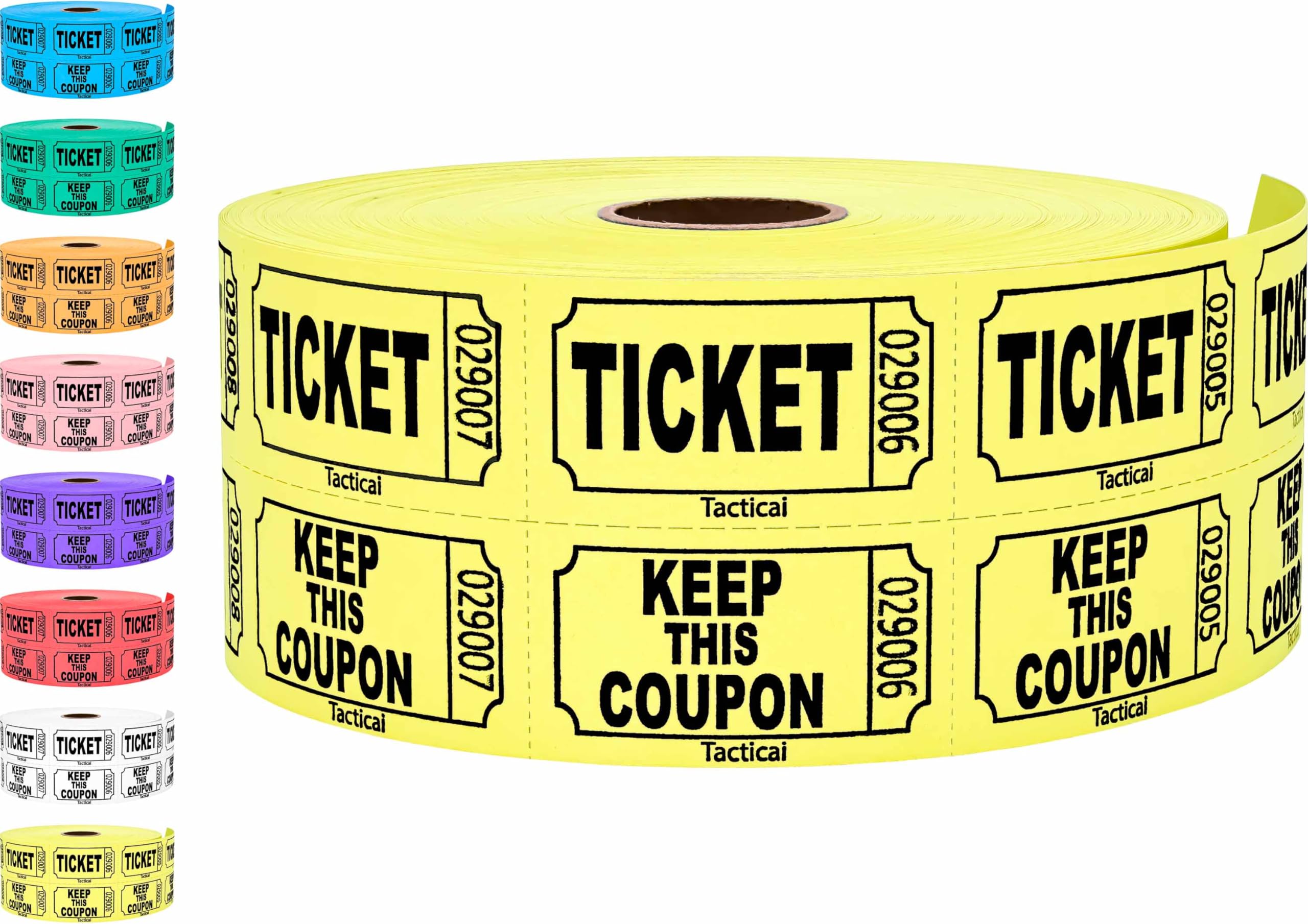 1000 Tacticai Raffle Tickets, Blue (8 Color Selection), Double Roll, Ticket for Events, Entry, Class Reward, Fundraiser & Prizes