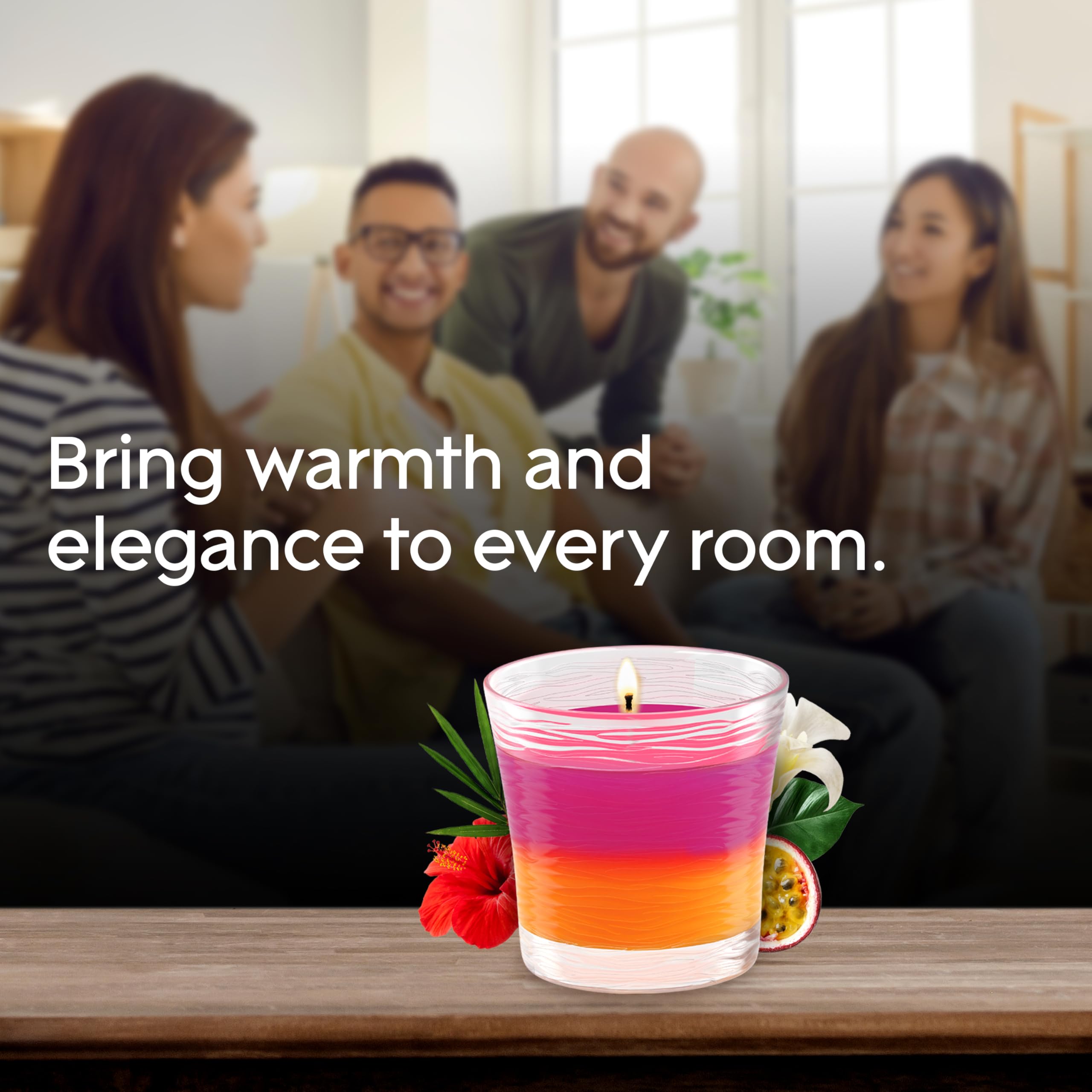 Glade 1-Wick Scented Candle Jar, 2in1 Hawaiian Breeze & Vanilla Passion Fruit, Air Freshener Infused with Essential Oils, 4.08 Oz, 2 Count