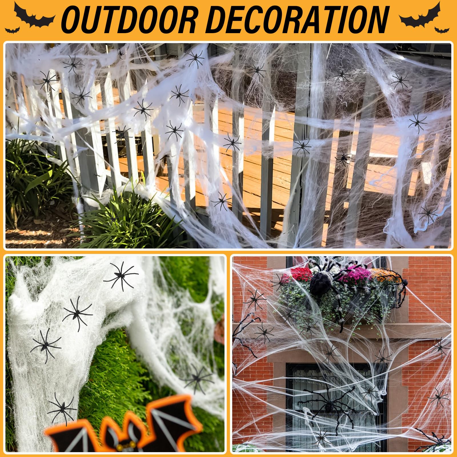 1400 Sqft Spider Webs Halloween Decorations, Super Stretchy Spider Webbing With 40 Fake Spiders, Large Spider Web for House Outdoor Indoor Garden Yard, Haunted Houses Prop, Scary Halloween Decorations