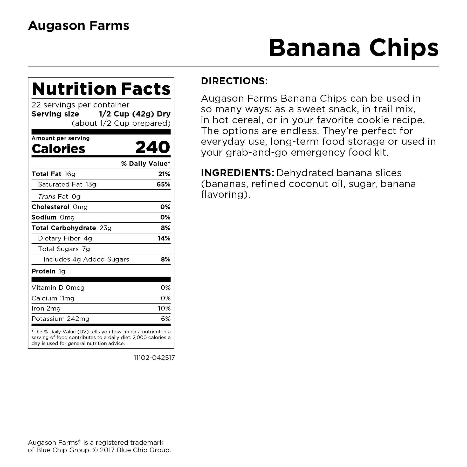 Augason Farms Sweetened Banana Chips Can, Emergency Food Supply, Everyday Meals, 31 Servings (Packaging May Vary)