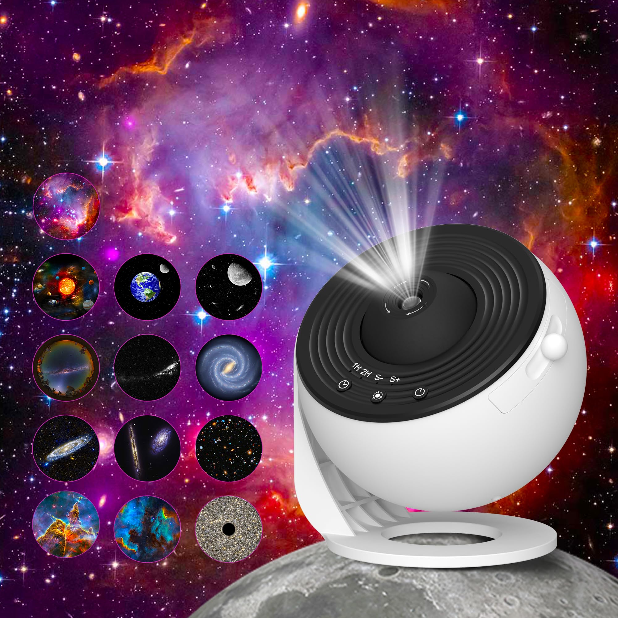 FlyLily Galaxy Projector, 13 in 1 HD Planetarium Galaxy Star Projector for Bedroom, 360ÃÂ° Rotating Star Projector Galaxy Light with Adjustable Knob and Timer for Kids, Ceiling, Gifts, Room Decoration
