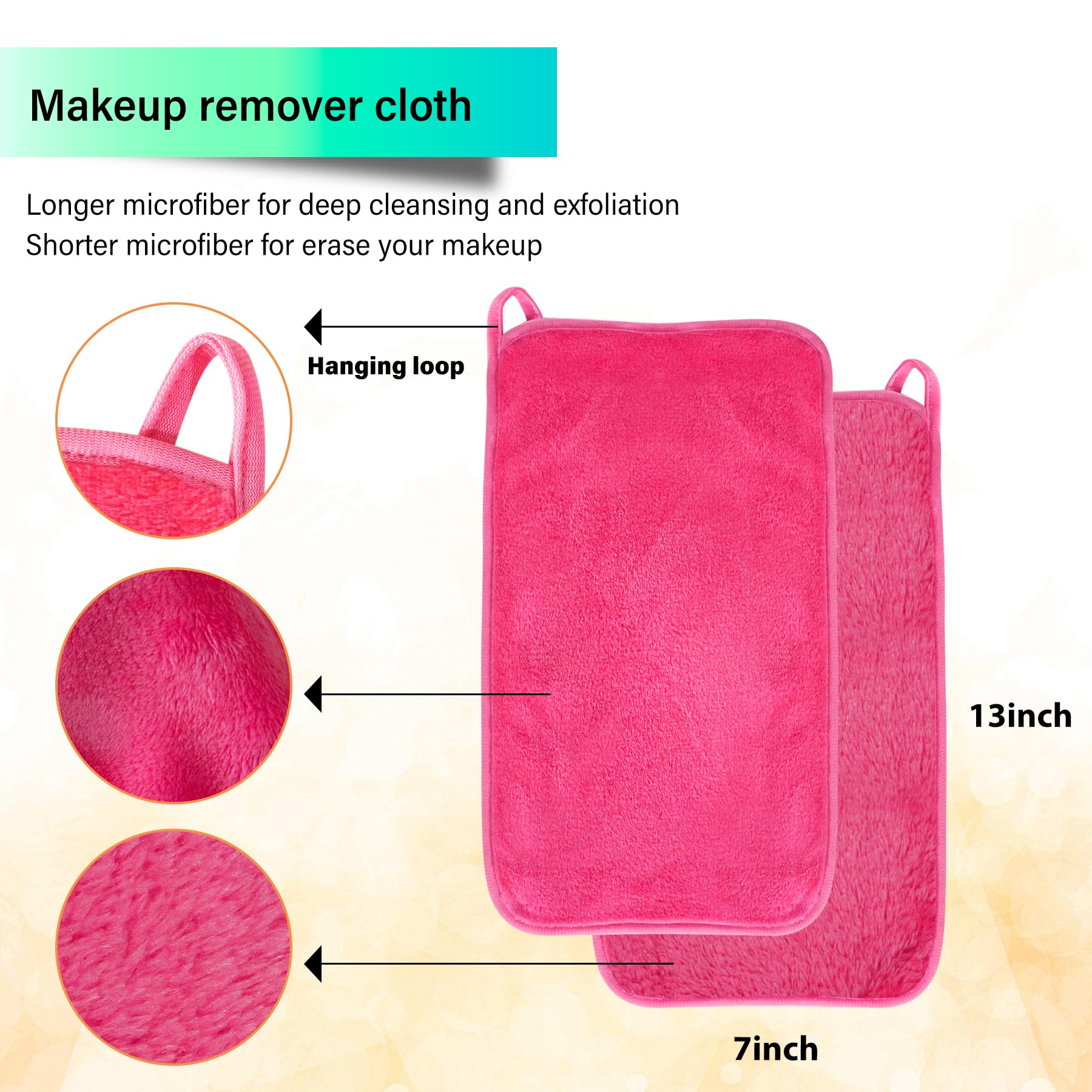 NUGILLA Makeup Remover Cloths, 8 Packs Makeup Remover Towels Reusable Face Wash Cloth, Soft Makeup Remover Microfiber Face Cloth for Women