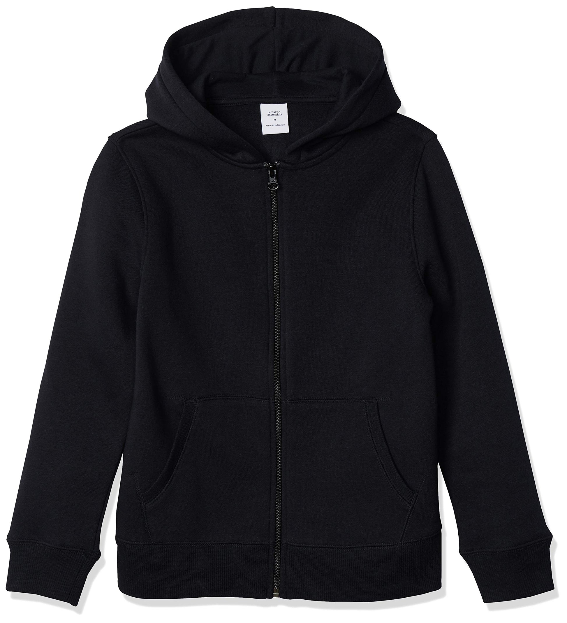 Amazon Essentials Hoodies - Boys' Black Zip-Up Sweatshirt, Small, Fleece