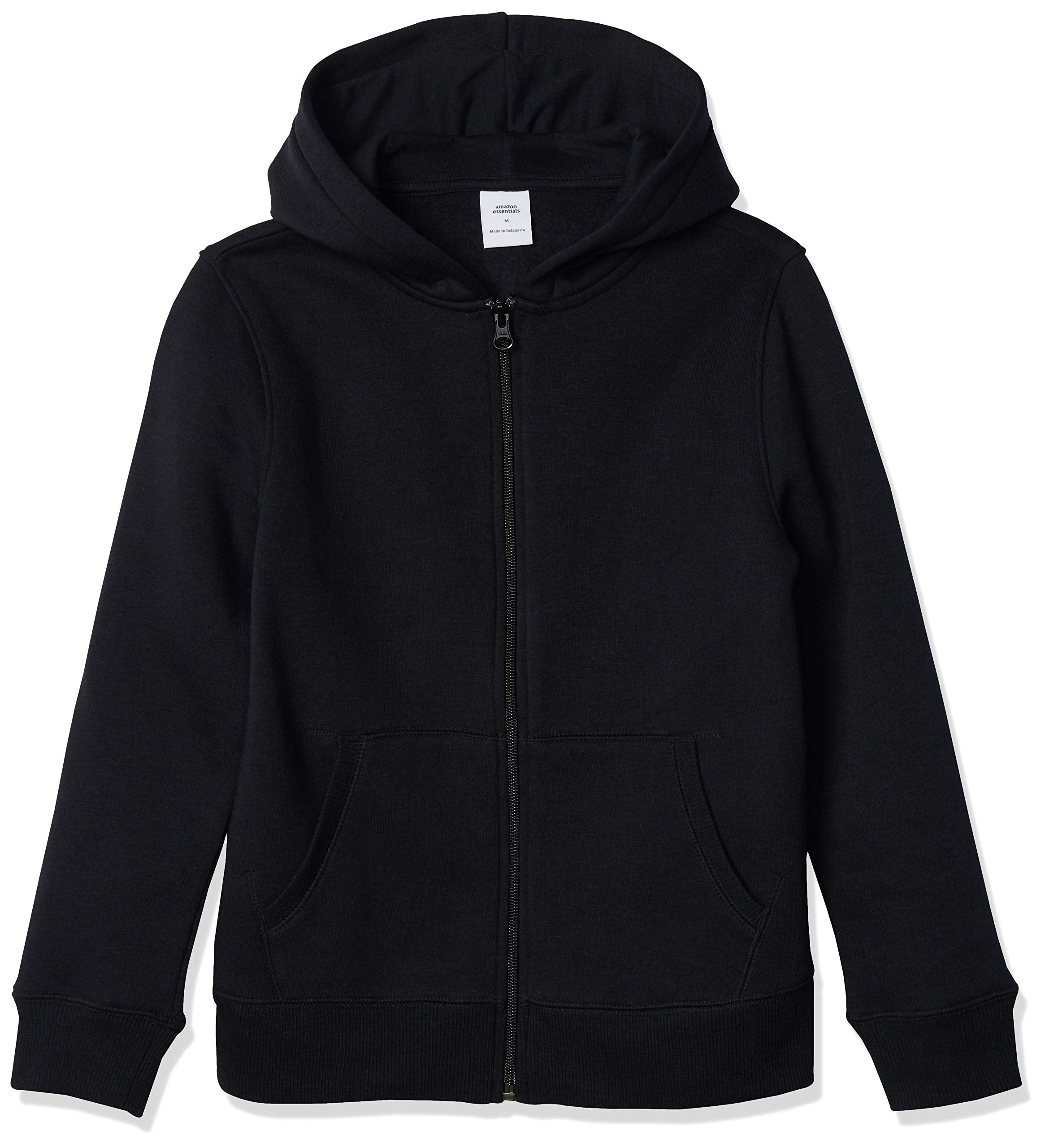 Amazon Essentials Hoodies - Boys' Black Zip-Up Sweatshirt, Small, Fleece