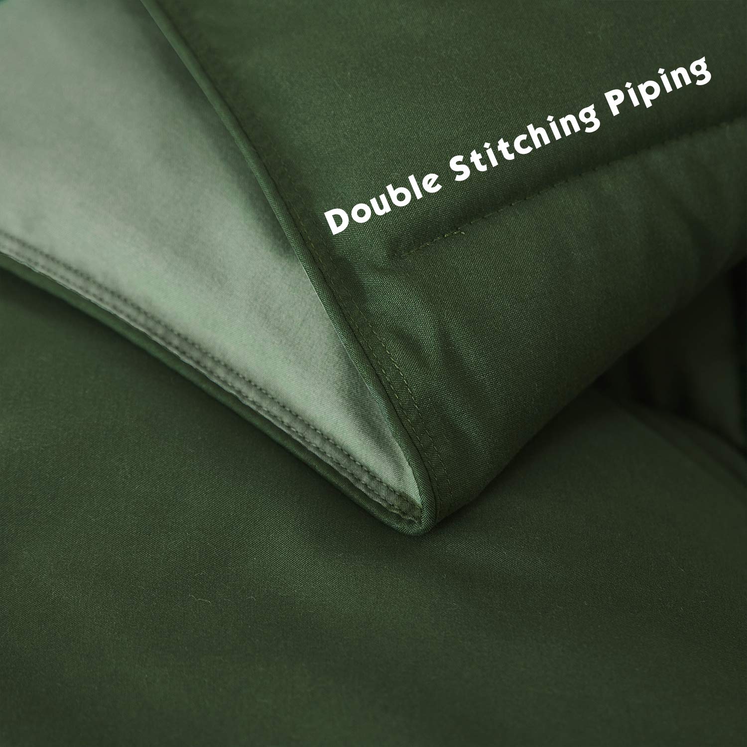 HIG 3pc Green Queen Comforter Set Duvet Insert, Reversible, All Season, Box Stitched, with Corner Tabs, Soft, Fluffy