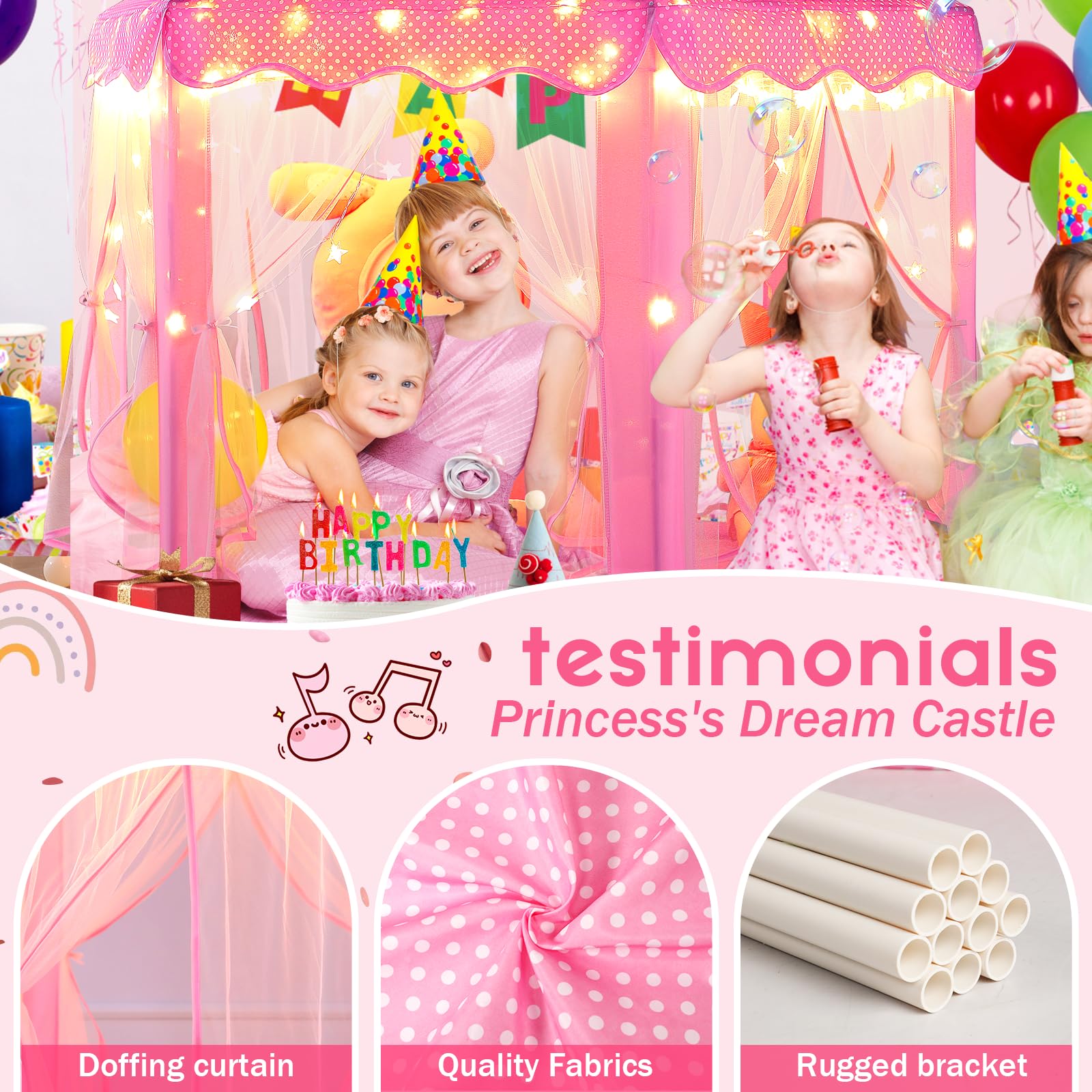 Monobeach Princess Tent Girls Large Playhouse Kids Castle Play Tent with Star Lights Toy for Children Indoor and Outdoor Games, 55'' x 53'' (DxH)