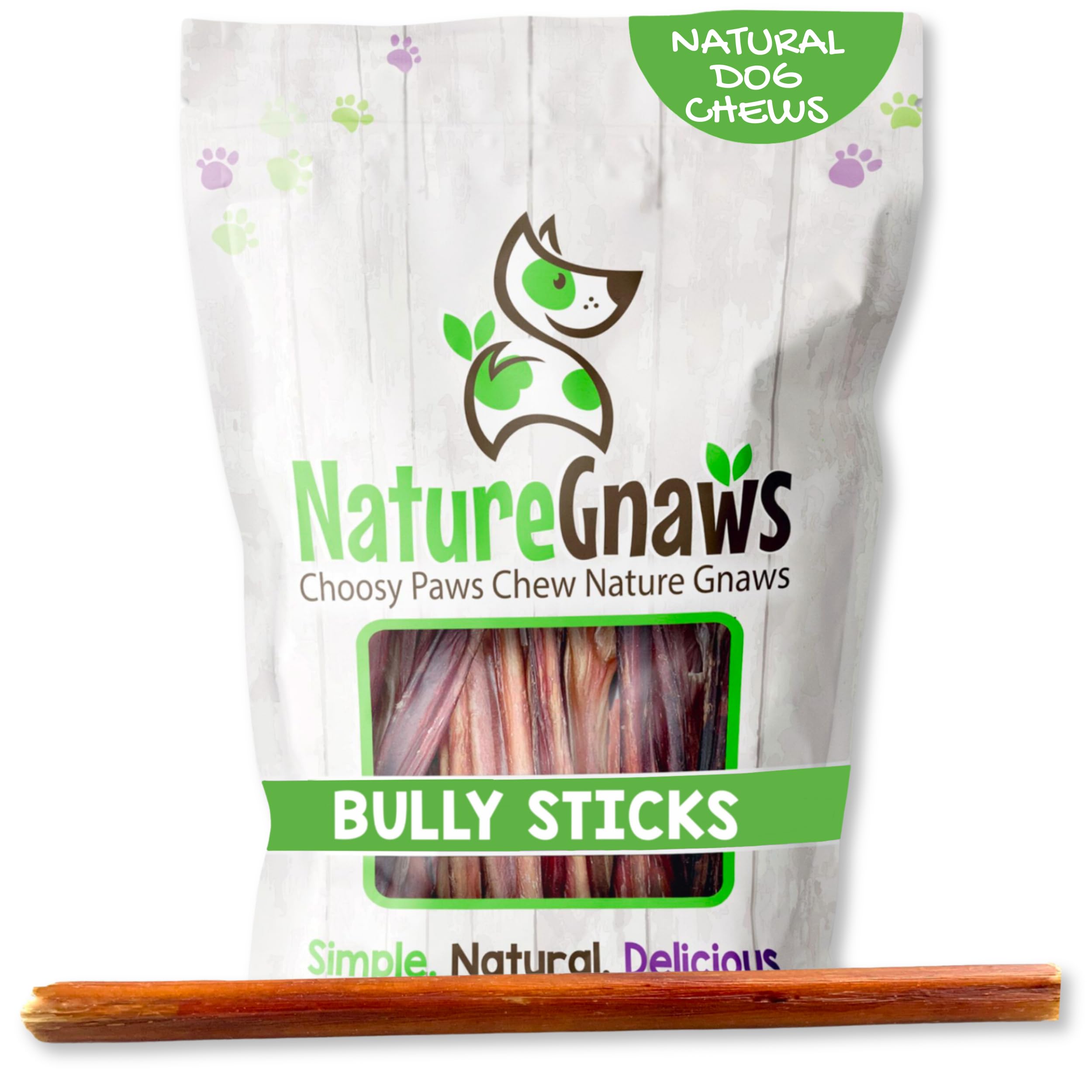 Nature Gnaws Large Bully Sticks for Dogs 5-6" (10 Count) - Thick Long Lasting for Aggressive Chewers and Large Dogs - Natural Beef Dog Chew Bones