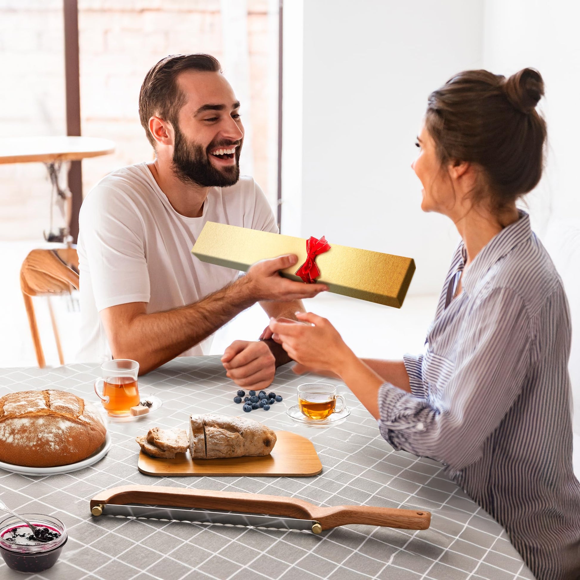 Uprichya Sourdough Bread Knife Slicer for Even Slicing, Bow Bread Knife for Sourdough, Bread Saw for Homemade Bread Sourdough, Wooden Bread Bowl Knofe Sourdough Bread Cutter