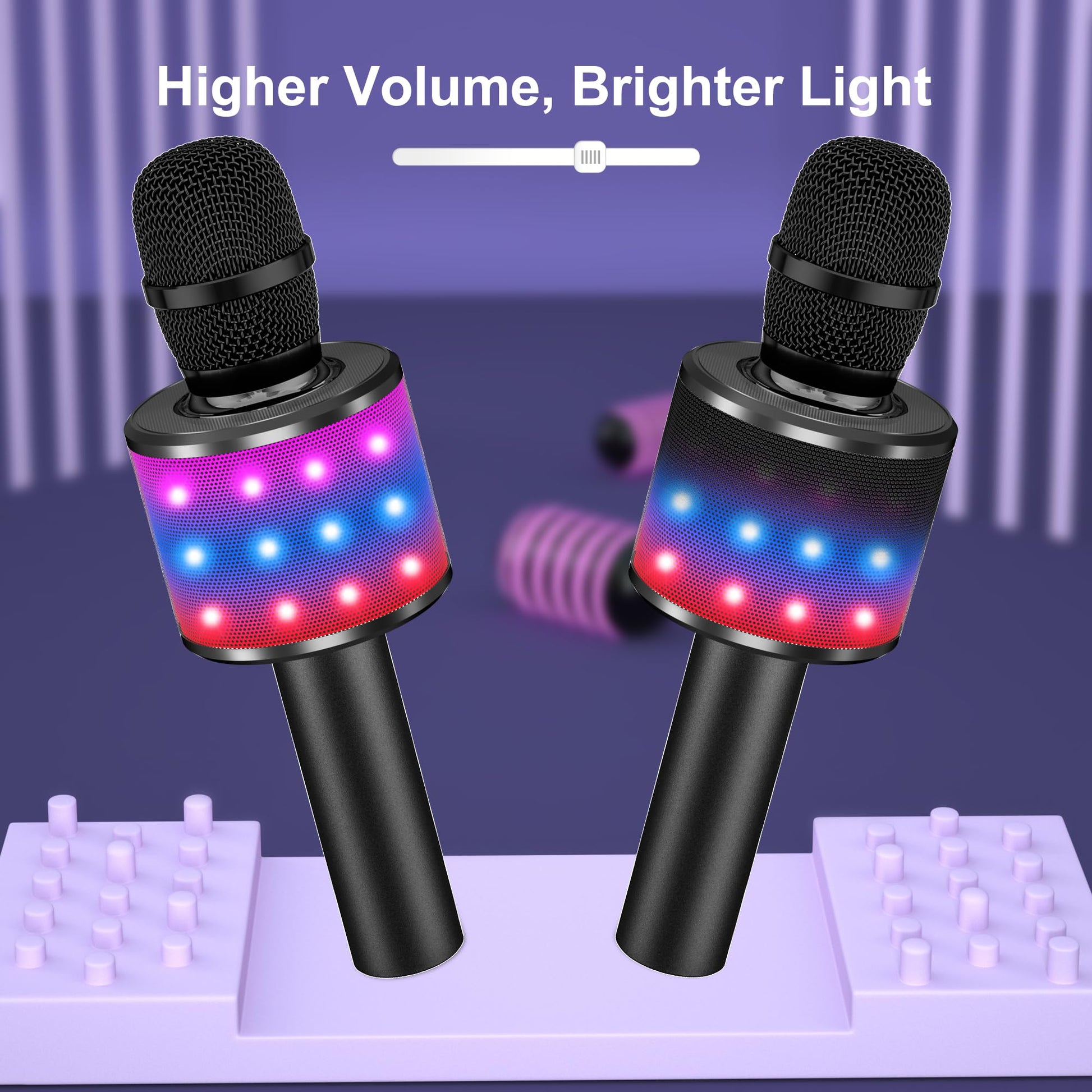 BONAOK Karaoke Microphone for Kids & Adults - Bluetooth Microphones Singing Mic with Disco Lights, Echo Effect, Built-in Speaker Portable Karaoke Player for Party Travel Gifts Q78(Black)