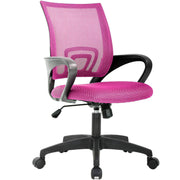 BestOffice | Ergonomic Office Chair | Mid-Back Swivel Desk Chair | Breathable Backrest & Lumbar Support | Adjustable Height | Sponge Seat | Rolling Wheels | Pink | for Adults & Women