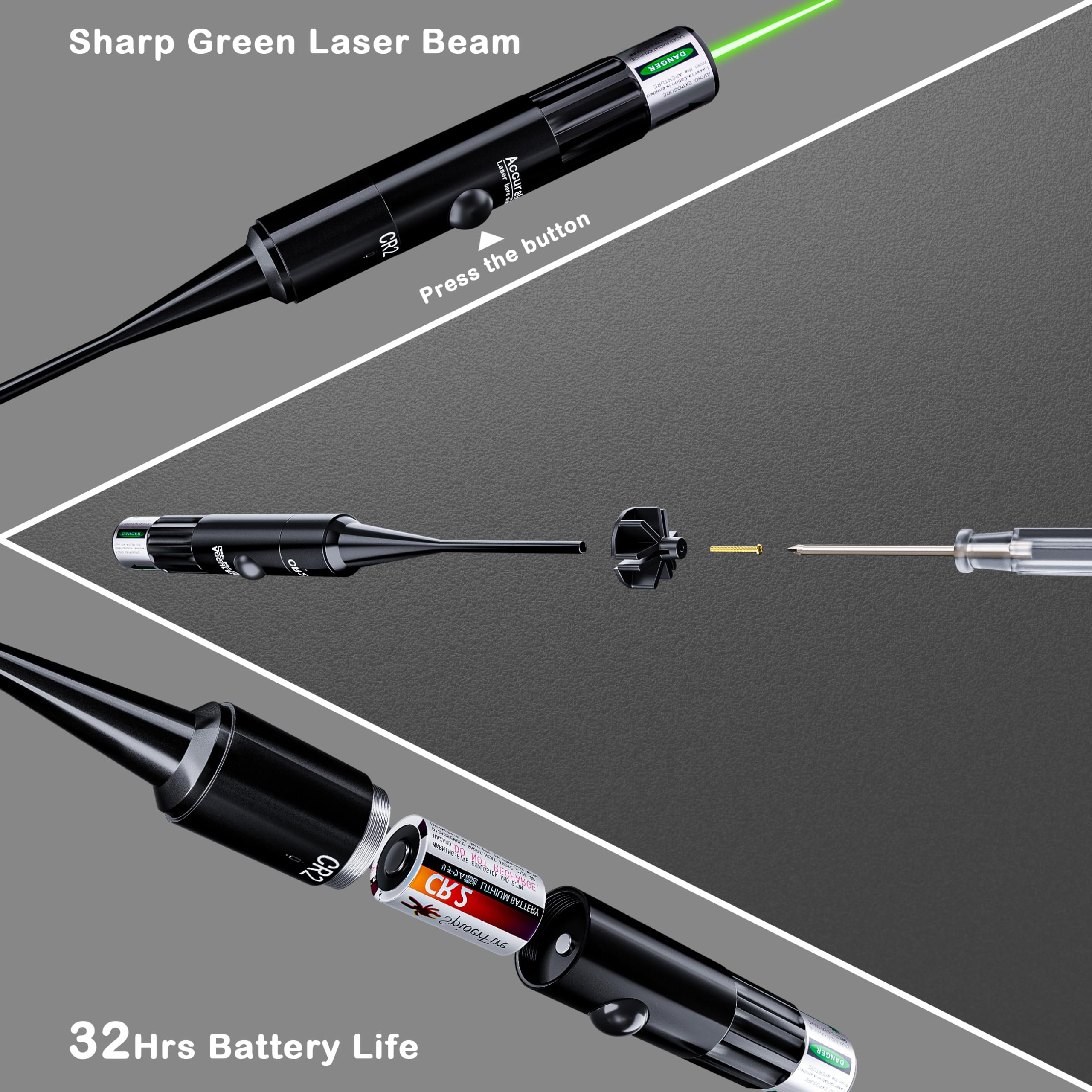 Professional Laser Bore Sighting Kit： Green Bore Sight with 50 Adapters - Multiple Caliber Bore Sighter Perfectly Choice for All Gun - .17 Cal to 12GA Rifle Pistol Boresighter