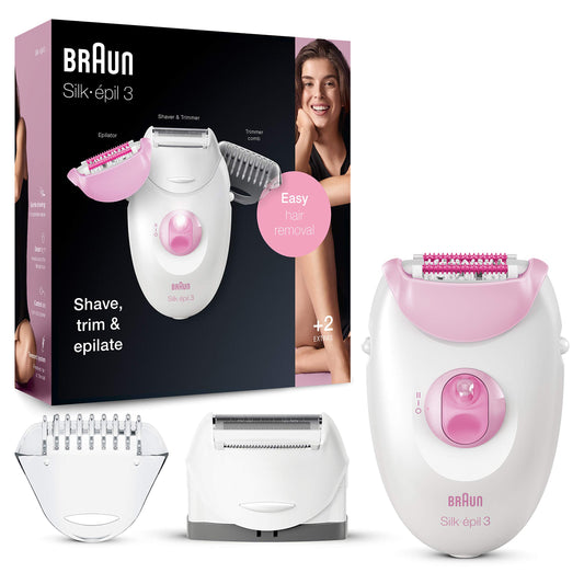 Braun Epilator Silk-epil 3 3-270, Hair Removal Device, Epilator for Women, Shaver & Trimmer, Hair Removal