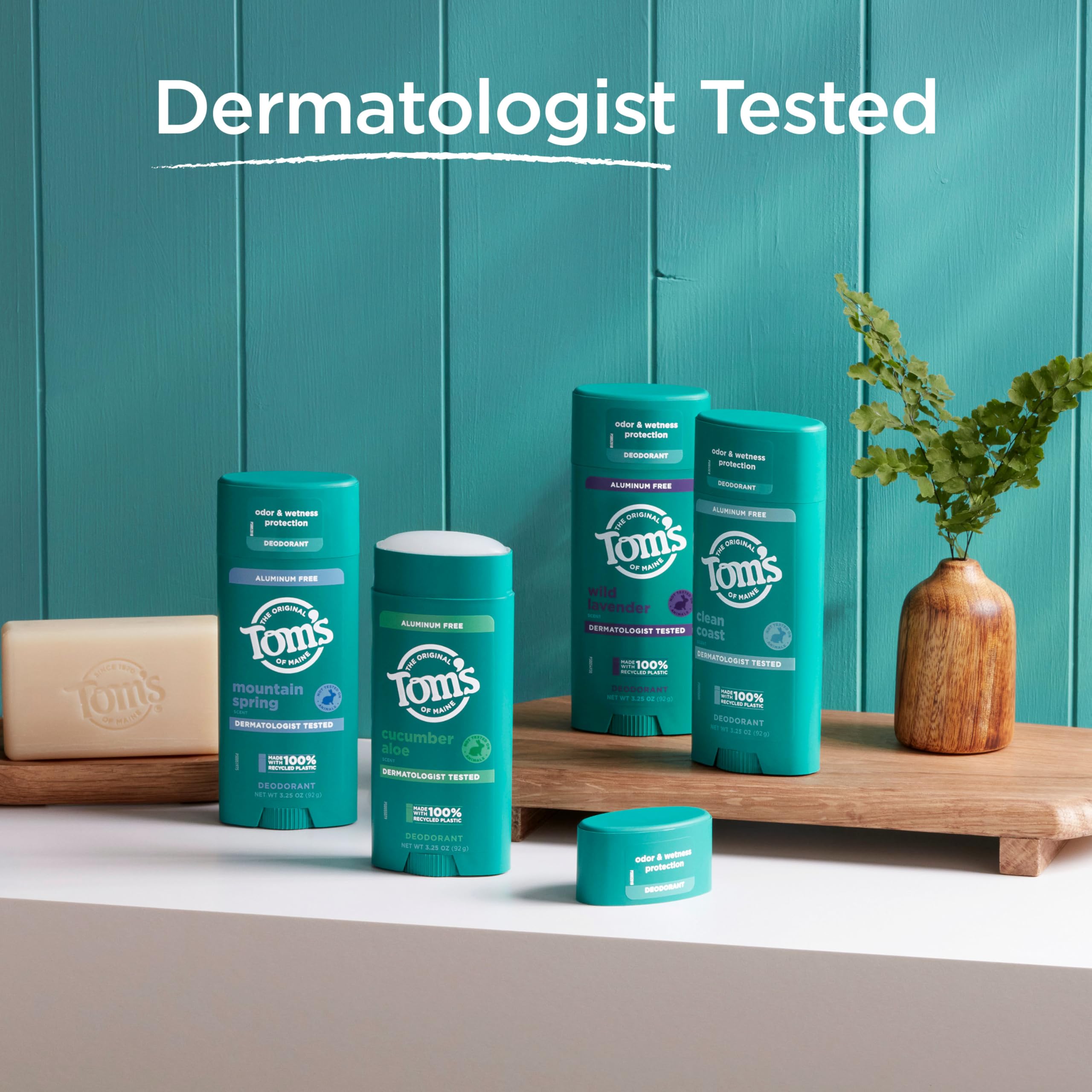 Tom’s of Maine Unscented Aluminum Free Natural Deodorant For Women & Men | Goes on Clear | Odor & Wetness Protection | Naturally Derived and Moisture-Locking Ingredients | 3.25 oz (2 Pack)