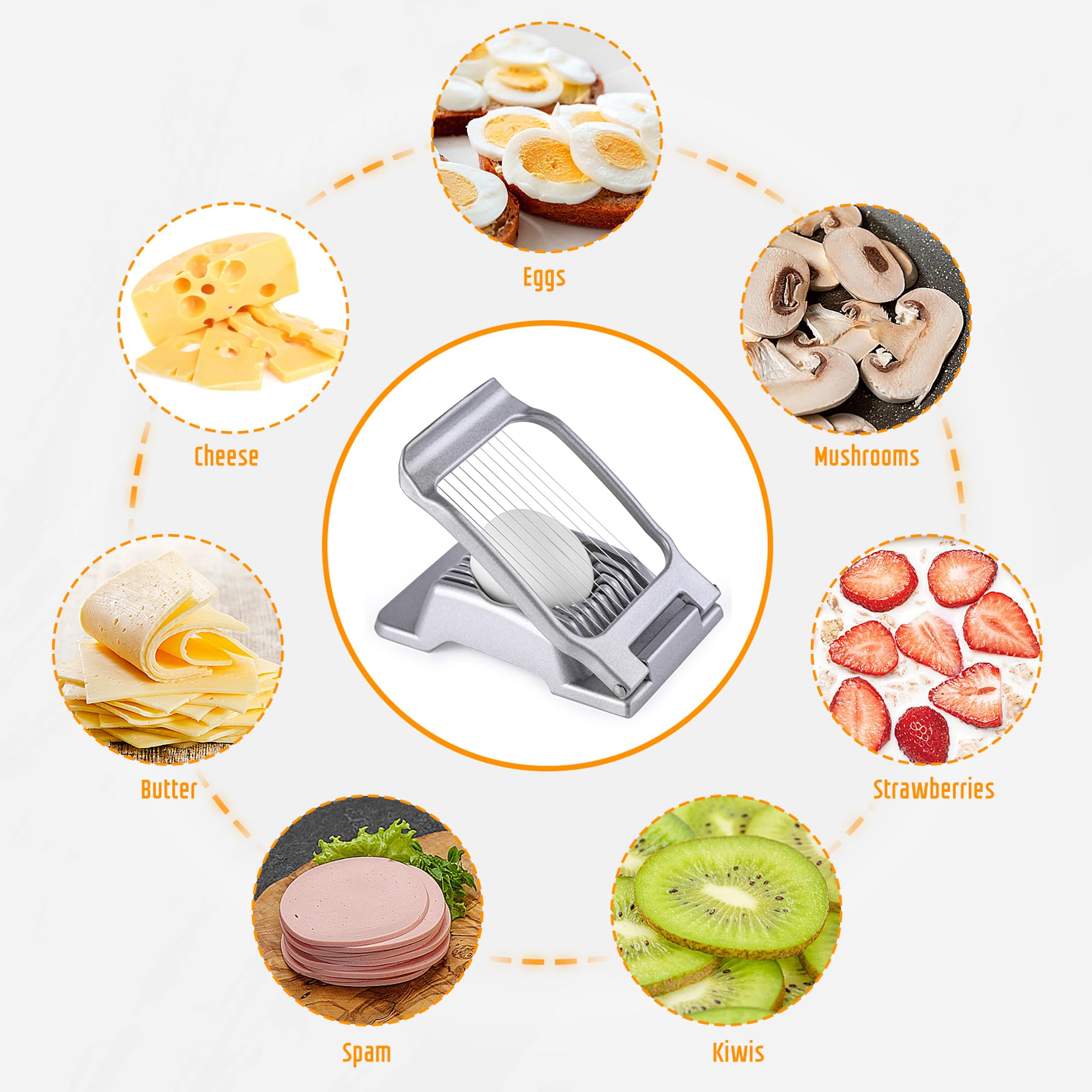 Yuzxaun Egg Slicer for Hard Boiled Eggs, Stainless Steel Wire, Heavy Duty Aluminium Egg Cutter Dishwasher Safe for Egg Strawberry Soft Fruit
