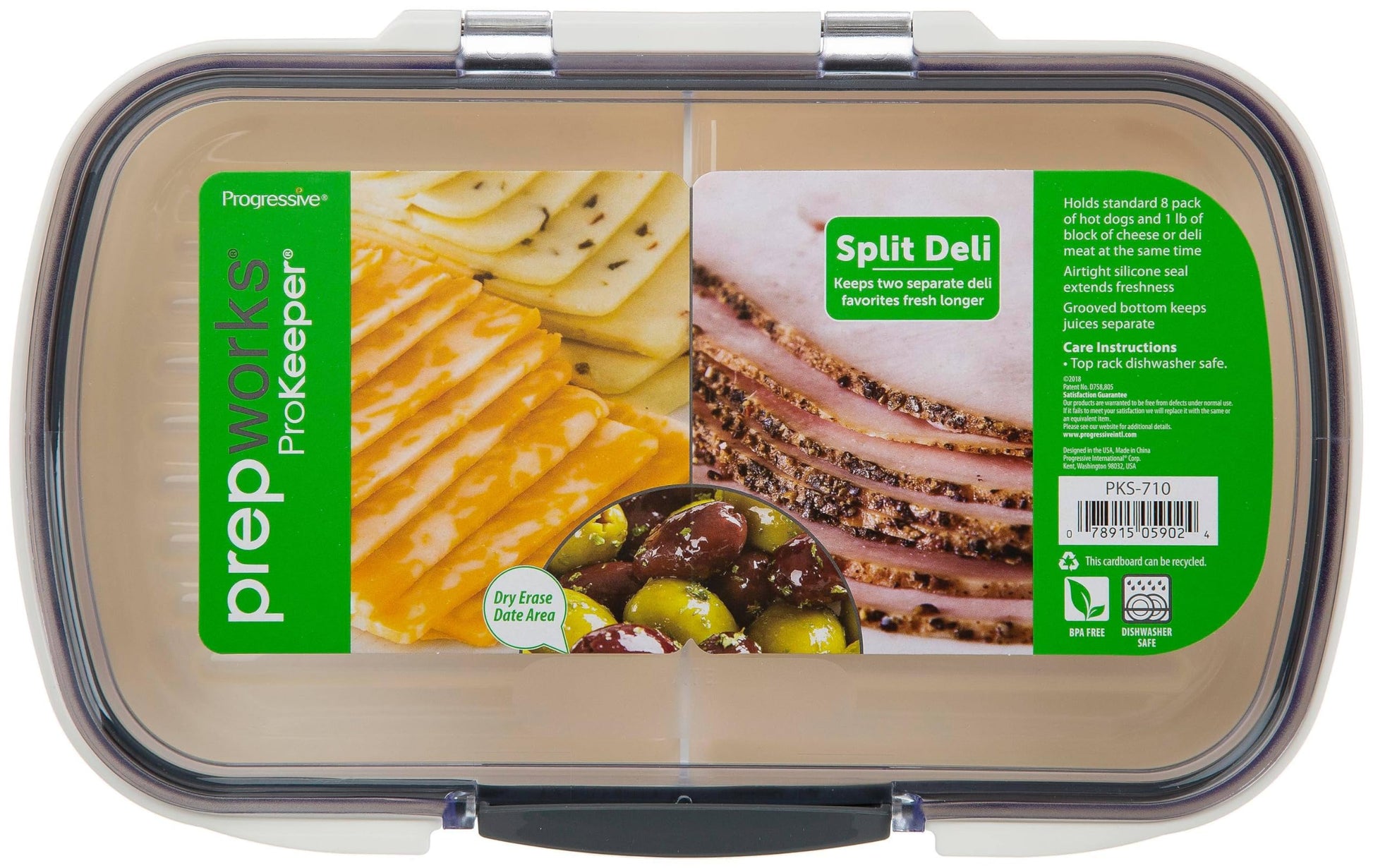 ProKeeper Split Deli Food Storage Container with Air-Tight Silicone Seal and Dry Erase Compatible Lid, 11.75