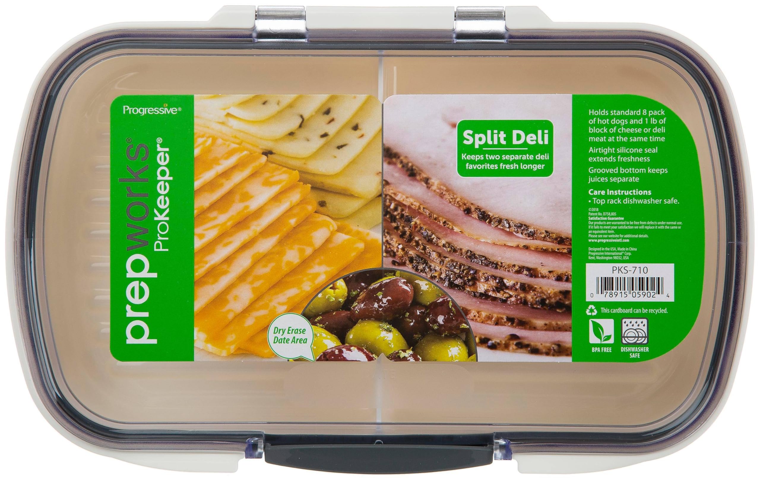 ProKeeper Split Deli Food Storage Container with Air-Tight Silicone Seal and Dry Erase Compatible Lid, 11.75