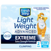 Fresh Step Light Weight Advanced Extreme Cat Litter With Febreze Freshness, Extra Strength Formula Clumping Litter With Guaranteed Odor Control, 25 lbs. (2 x 12.5 lb. Box)
