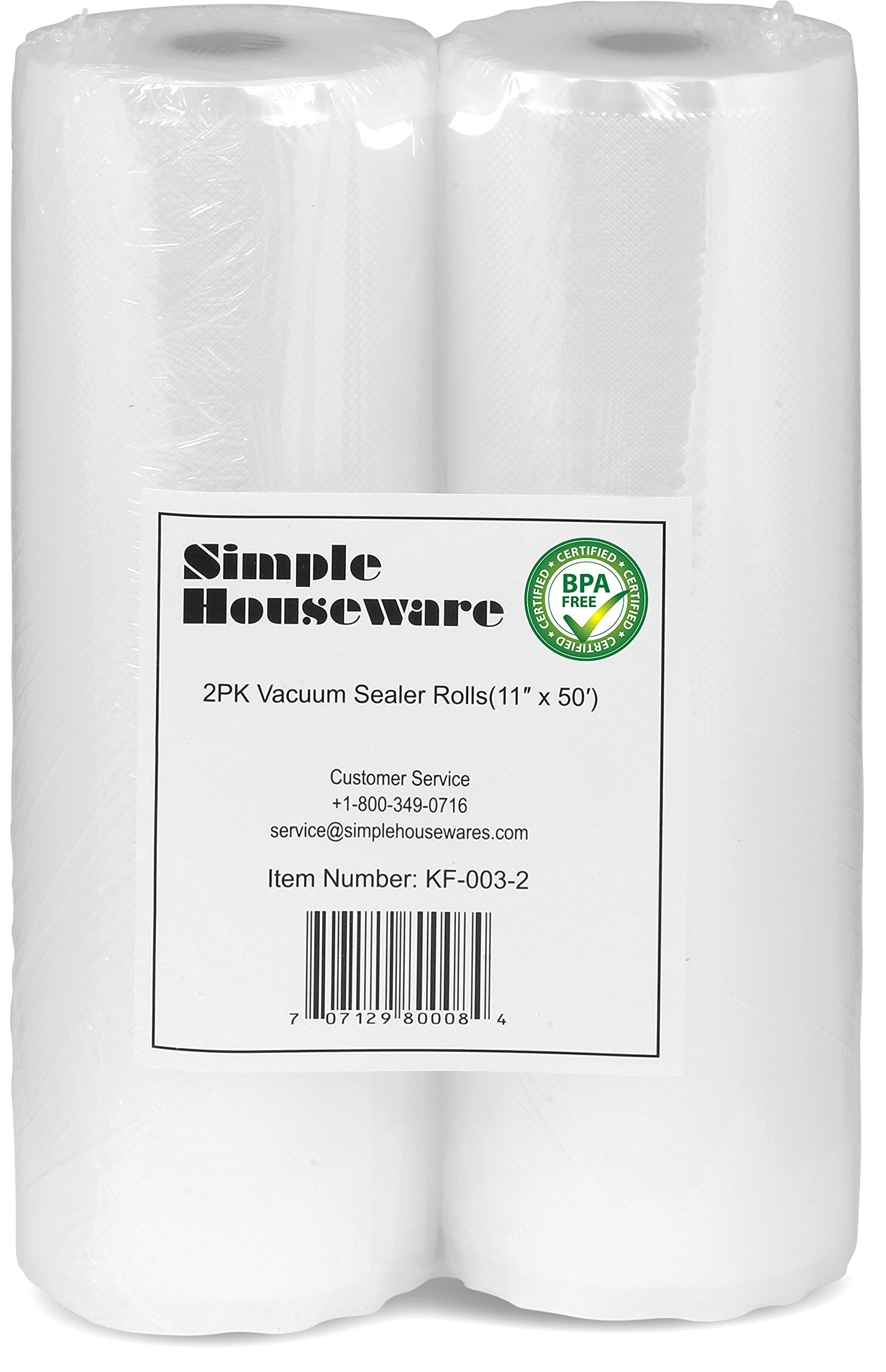 2 Pack - SimpleHouseware 11" x 50 Feet Vacuum Sealer Bags (total 100 feet)