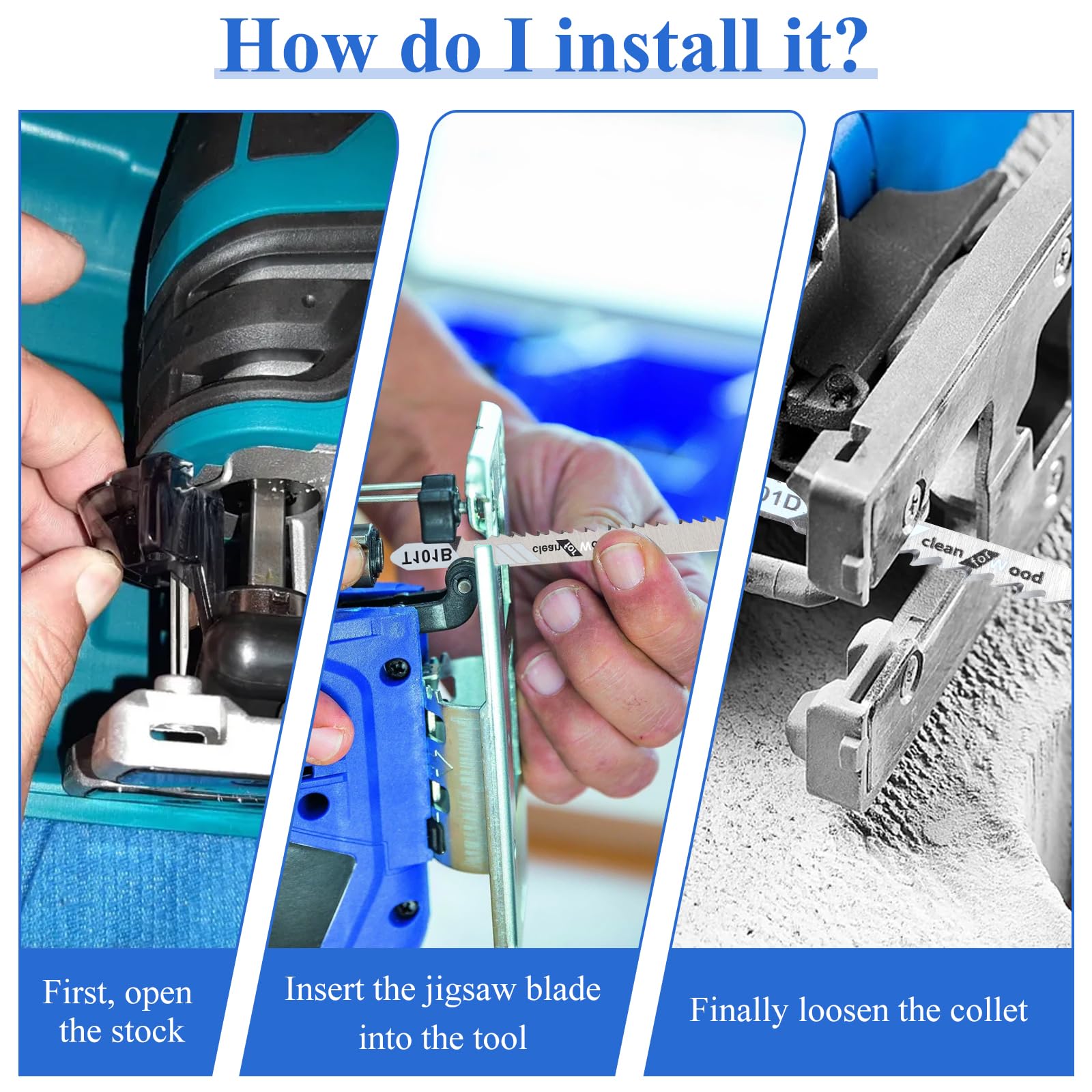 Jigsaw Blades, 10 Piece Jig Saw Blades, Assorted T-Shank jig Saw Blades for Wood, Metal and Plastic Cutting(T111D, T101AO, T101BR, T101D, T101B, T118A, T118B, T144D, T244D,T111C)