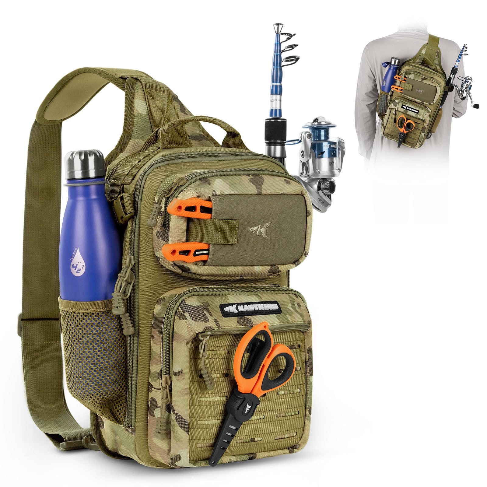 KastKing BlowBak Tactical Sling Angelrucksack - Leichte Angeltasche für die Aufbewahrung von Angelzubehör und Ausrüstung, Geschenk für Männer