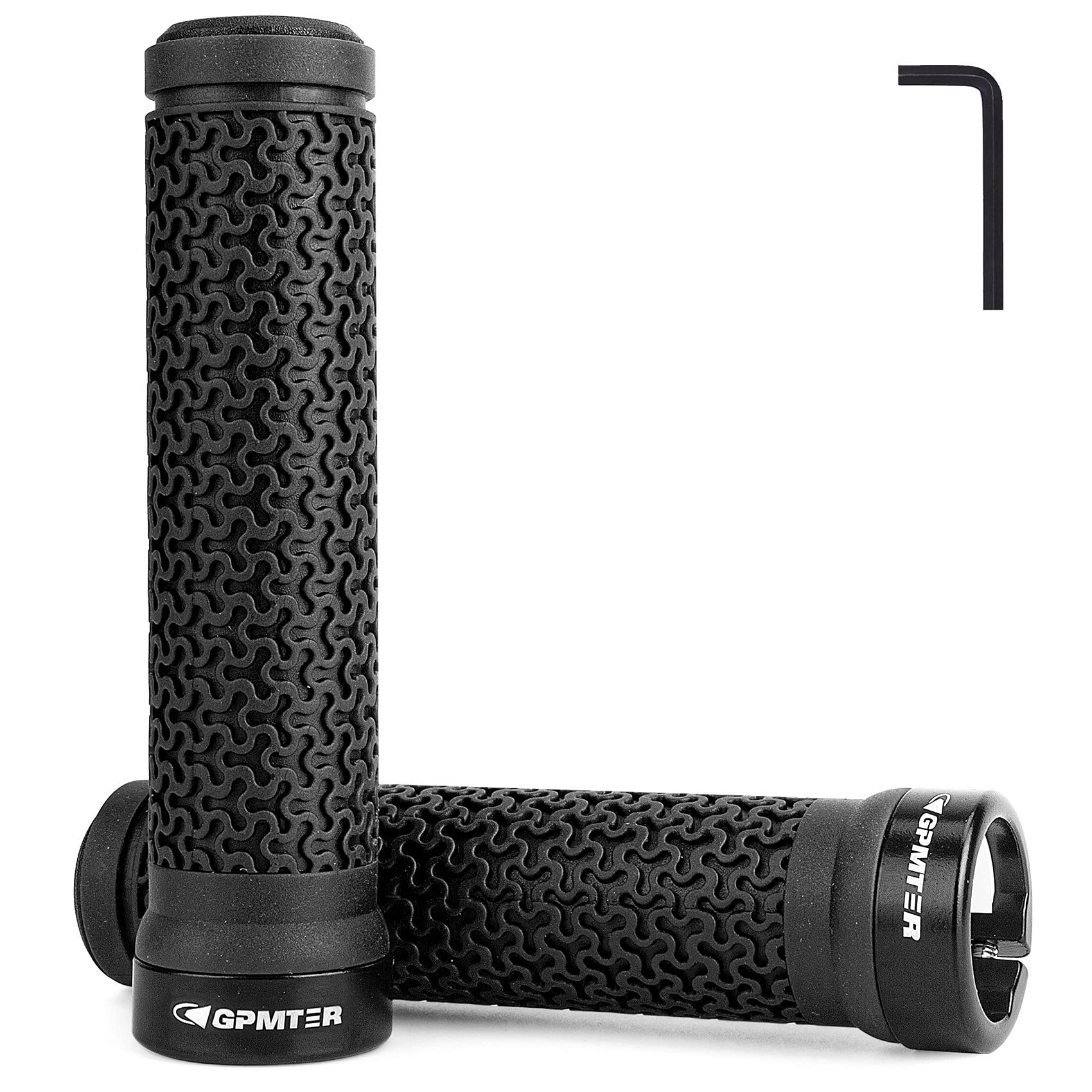GPMTER Fahrradgriffe, Single Lock-On Fahrradgriffe Lenkerendgriffe zum Halten und Festziehen für BMX, Mountainbike, MTB, Cruiser, Faltrad, weicher, rutschfester Gummi-Handgriff Schwarz