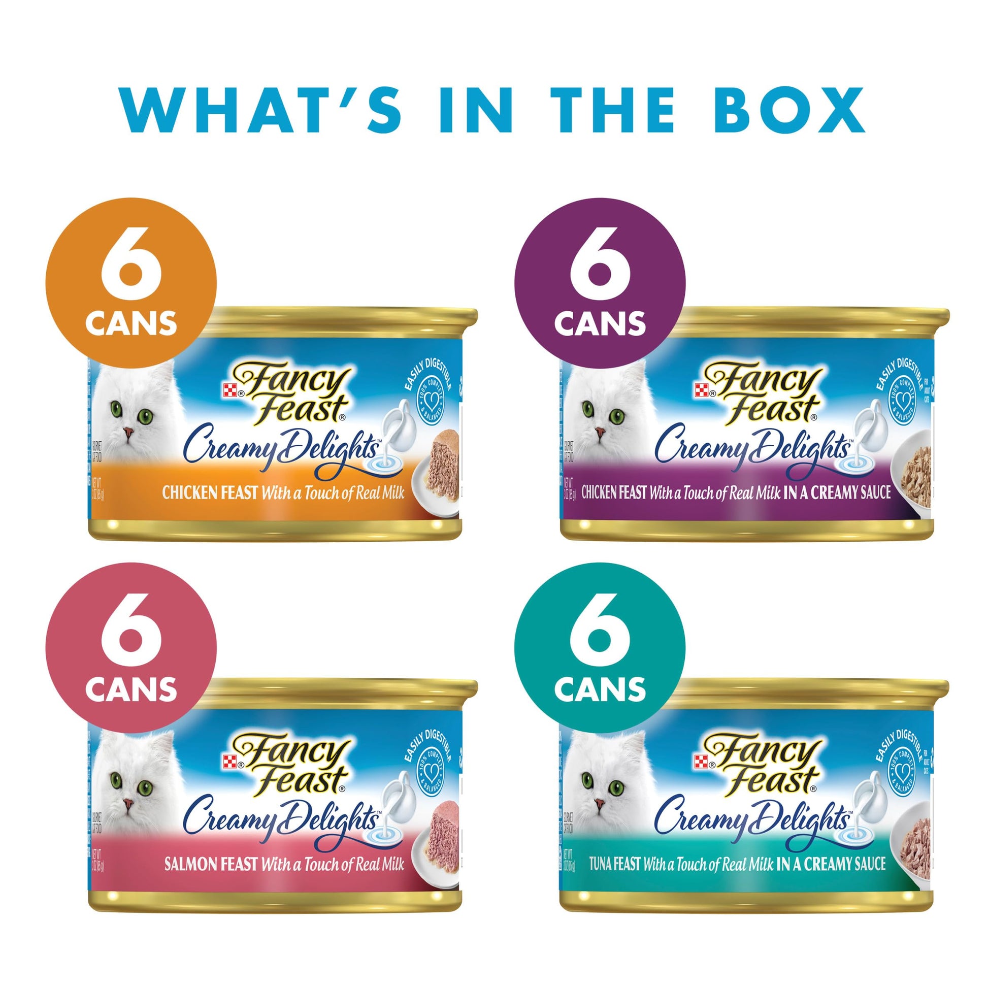 Purina Fancy Feast Wet Cat Food Variety Pack, Creamy Delights Poultry & Seafood Collection - (Pack of 24) 3 oz. Cans