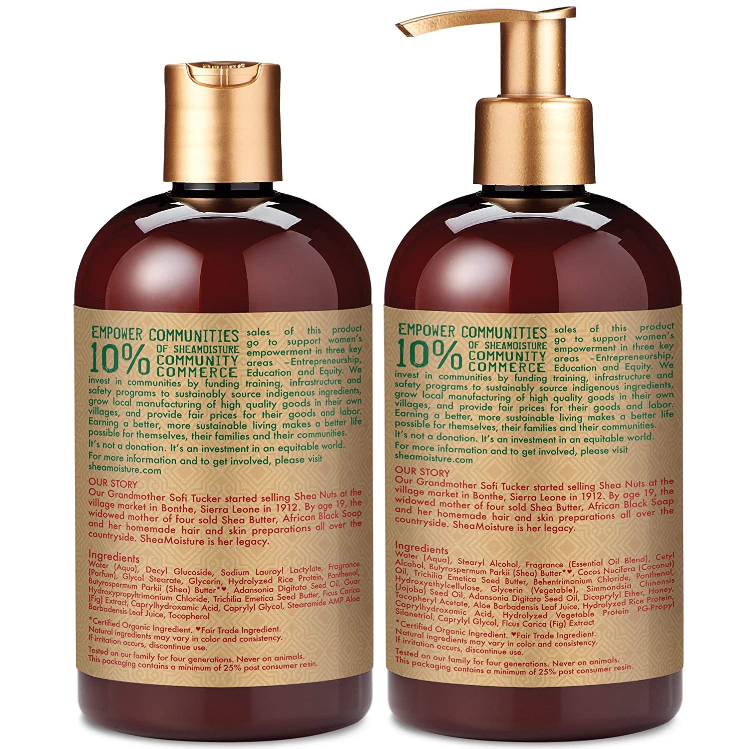 SheaMoisture Shampoo and Conditioner Set, Manuka Honey, Mafura Oil, Baobab Oil & Fig Extract, Hydrate + Replenish, Vitamin C, Sulfate Free & Hair Color Safe, Deep Conditioning, 13 Fl Oz Ea