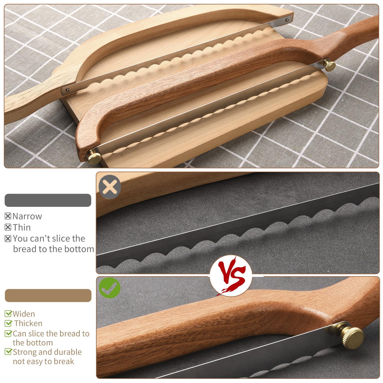 Uprichya Sourdough Bread Knife Slicer for Even Slicing, Bow Bread Knife for Sourdough, Bread Saw for Homemade Bread Sourdough, Wooden Bread Bowl Knofe Sourdough Bread Cutter