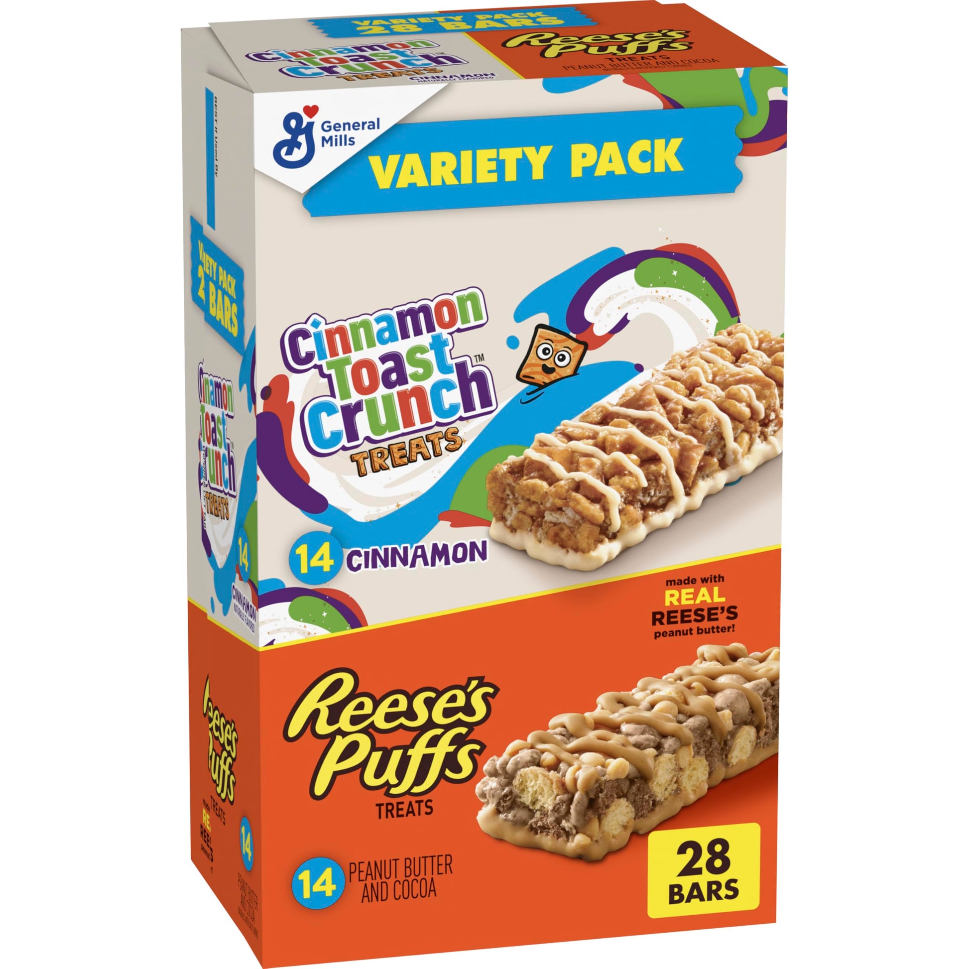 Cinnamon Toast Crunch and REESE'S Puffs Cereal Treat Bars Variety Pack, Snack Bars, 28 Ct, 23.8 oz