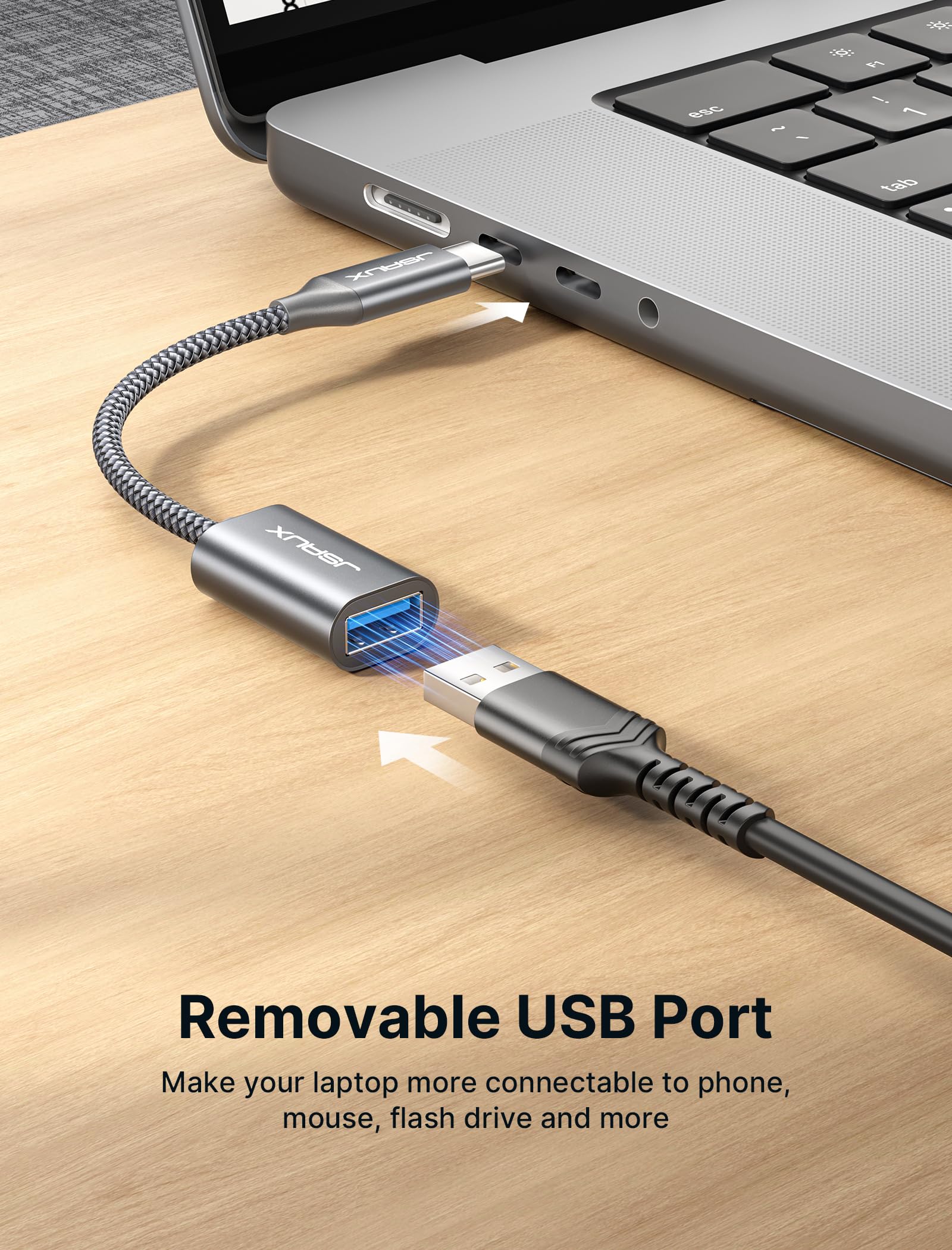 JSAUX USB C to USB 3.0 Adapter [2 Pack], USB C Male to USB Female OTG Cable Adapter Compatible with MacBook Pro/Air, iPhone 17 Pro Max/iPhone Air/16e/16/15 Series, Samsung Galaxy S25/S24/S23