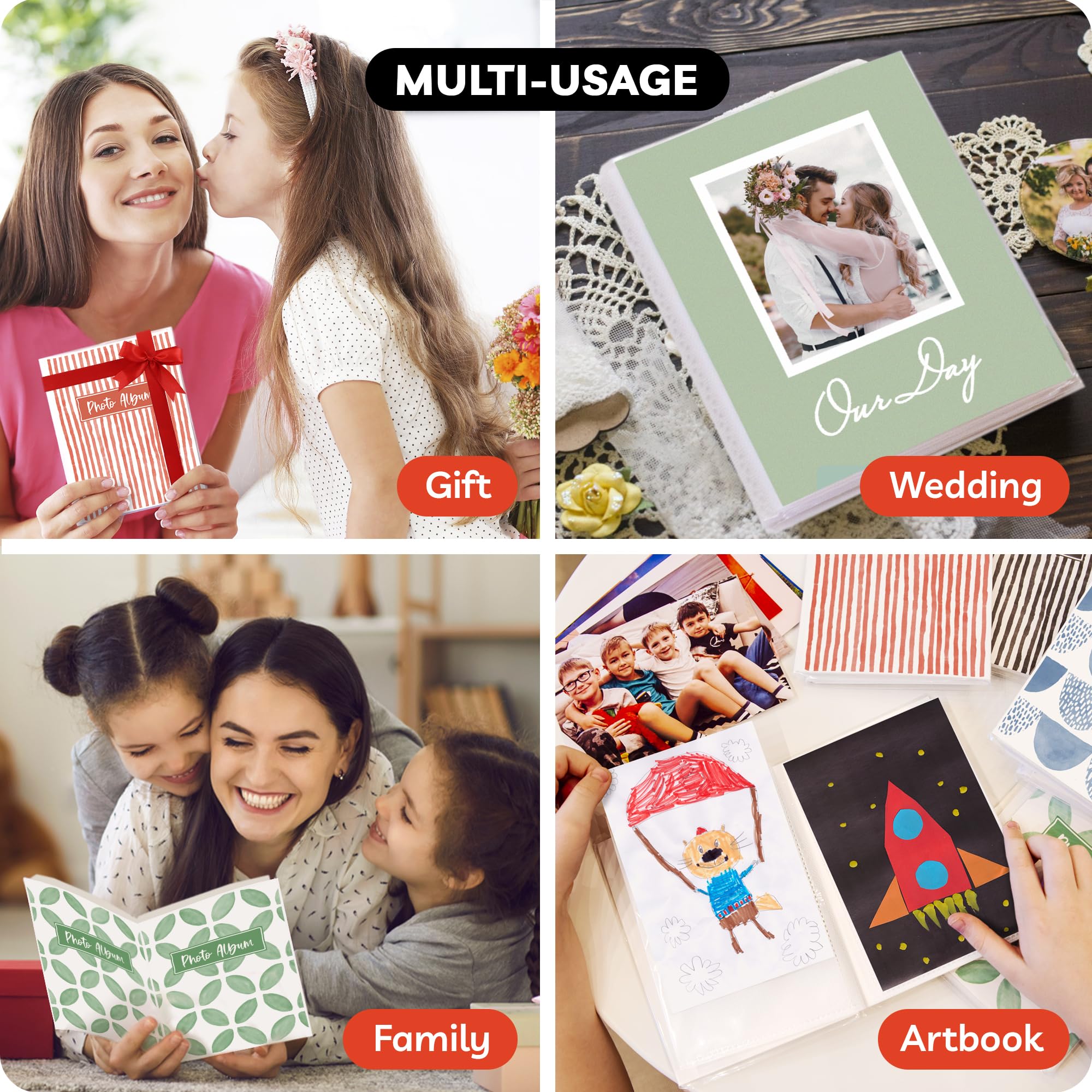 Photo Albums for 4x6 Pictures - (Set of 8), by Paper Plan, Mini Albums, Each Can Hold Up To 36 Photos, Works With Portrait and Landscape Pictures - Perfect for Storing Beautiful Memories