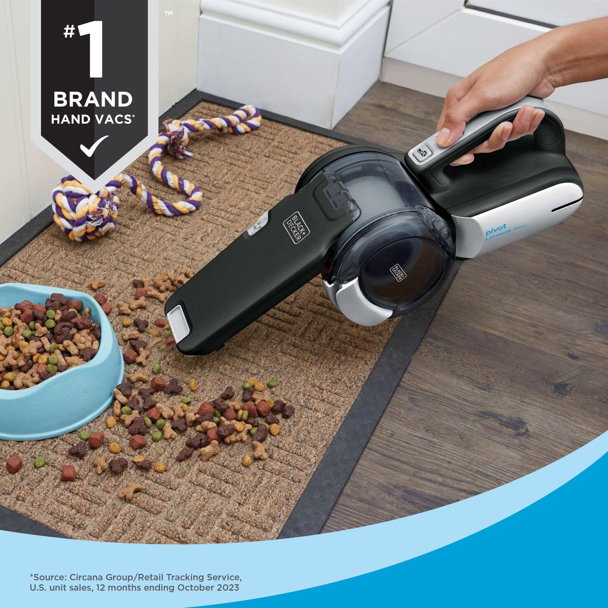 BLACK+DECKER dustbuster PIVOT VAC Handheld Vacuum Cordless, Hand Vacuum for Dorm, Car and Home, Portable with Crevice Tool and Pivot Nozzle (BDH2000PL)