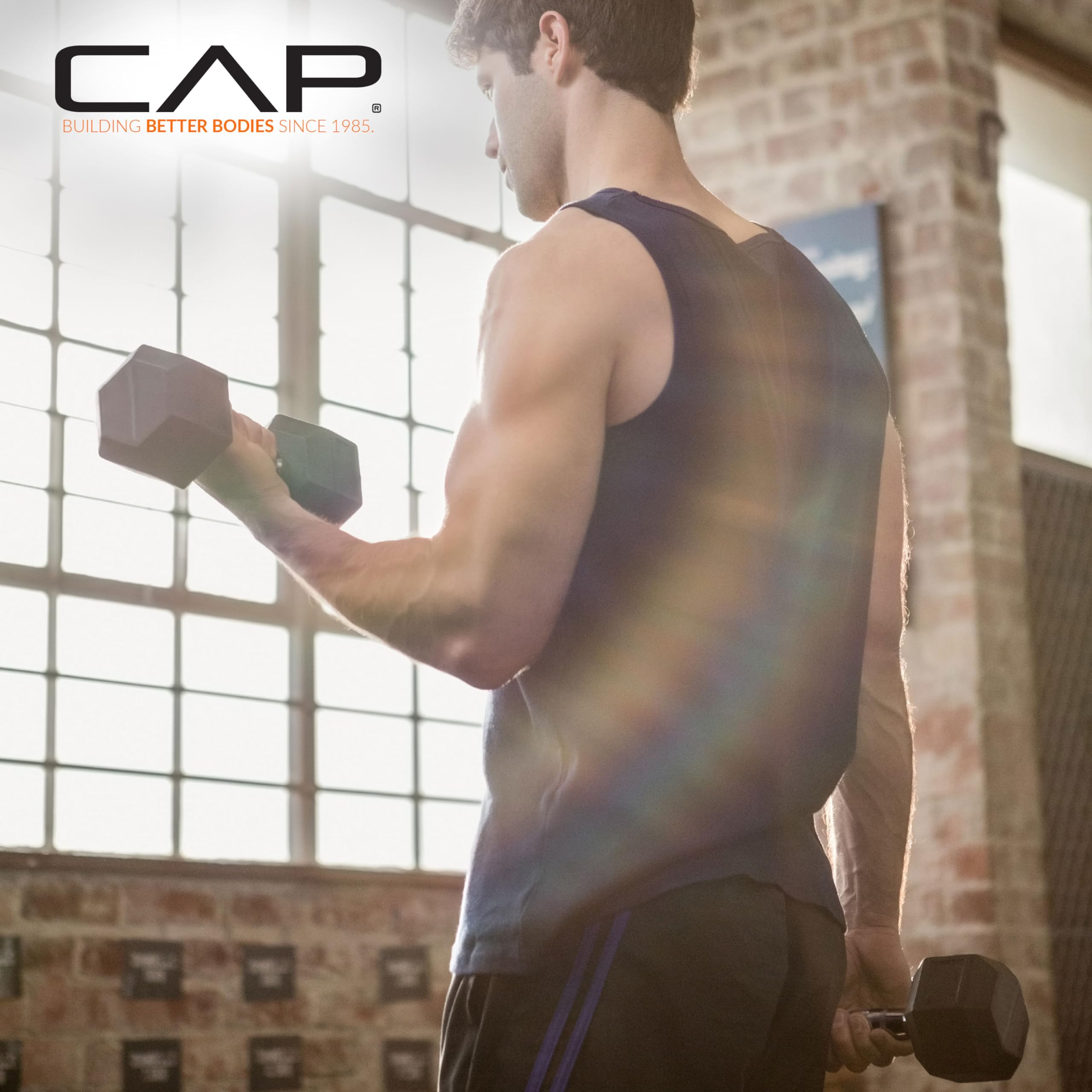 CAP Barbell 15 LB Coated Hex Dumbbell Weight Pair with Black Handle
