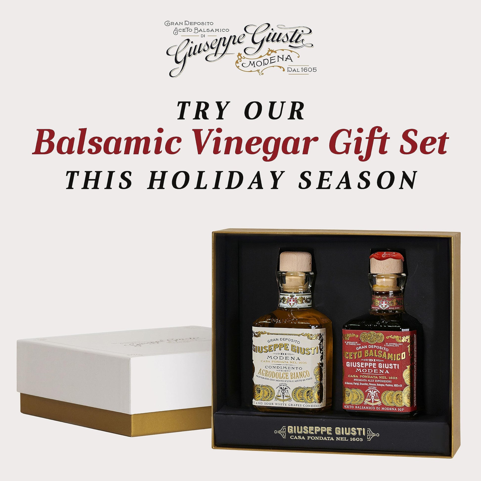 Giusti Italian Balsamic Vinegar of Modena IGP - 3 Gold Medals, Rich & Thick Gran Deposito Aceto Balsamico di Modena for Salads, Cheese & Finishing Touches, Made in Italy – 8.45 fl oz/250 ml -Pack of 1