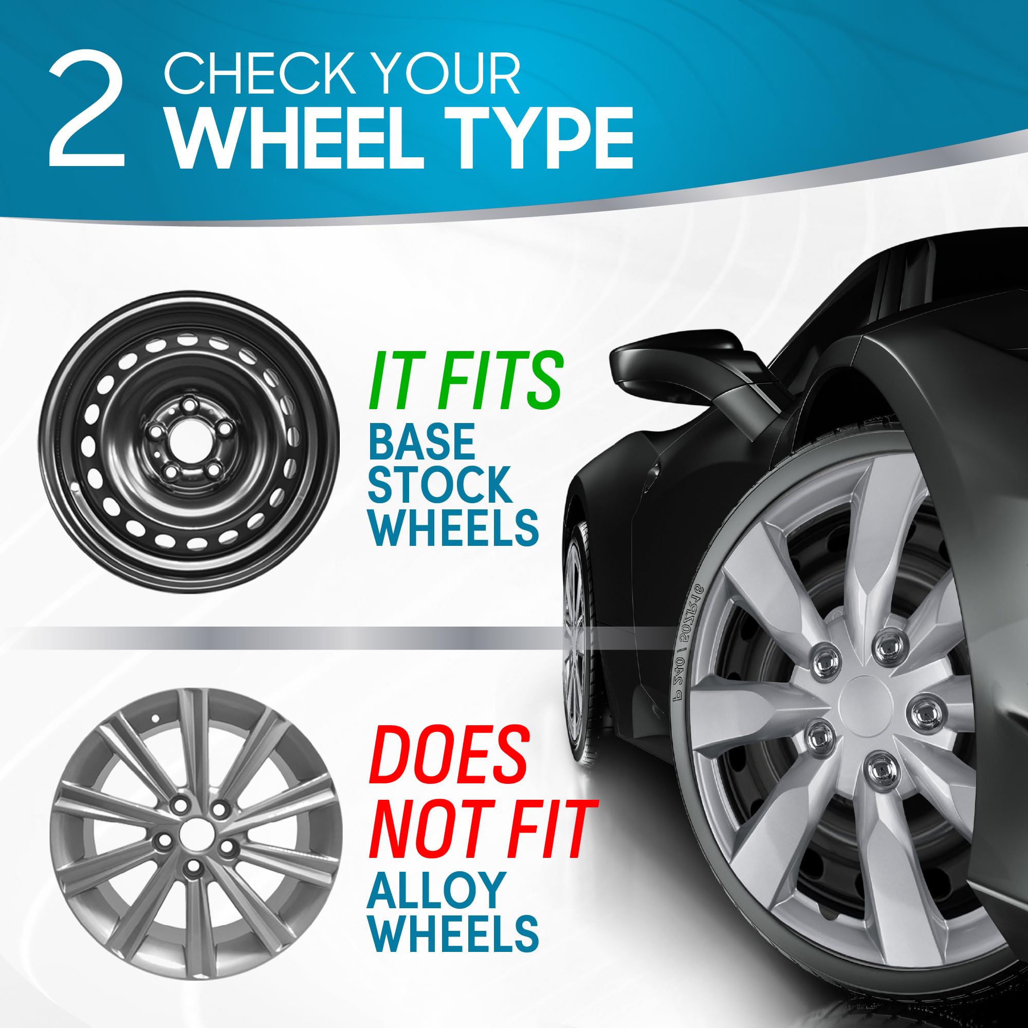 BDK (4-Pack) Premium 16" Wheel Rim Cover Hubcaps OEM Style Replacement Snap On Car Truck SUV Hub Cap - 16 Inch Set, Abs,Steel, Acrylonitrile Butadiene Styrene