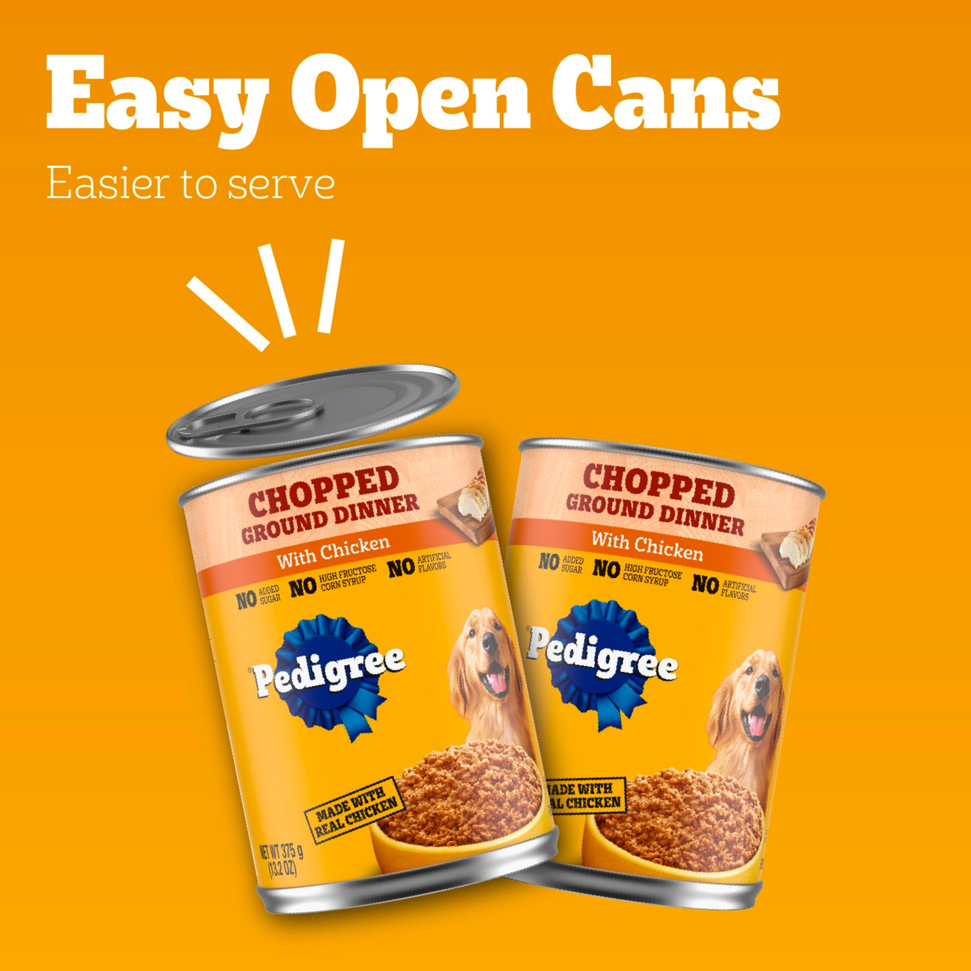 Pedigree Chopped Ground Dinner Adult Canned Soft Wet Dog Food Chicken Flavor, 13.2 oz. Cans (12 Count, Pack of 1)