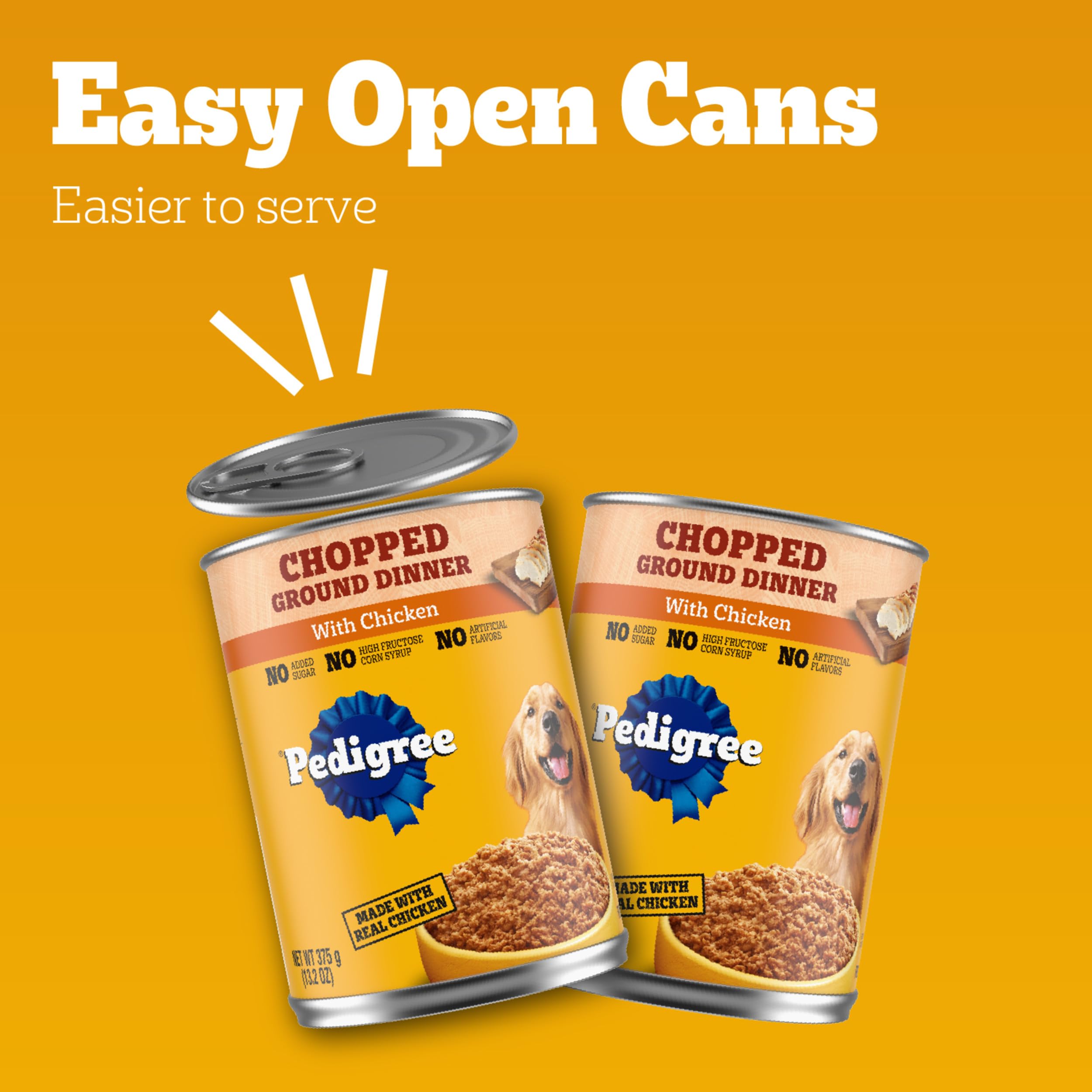 Pedigree Chopped Ground Dinner Adult Canned Soft Wet Dog Food Chicken Flavor, 13.2 oz. Cans (12 Count, Pack of 1)