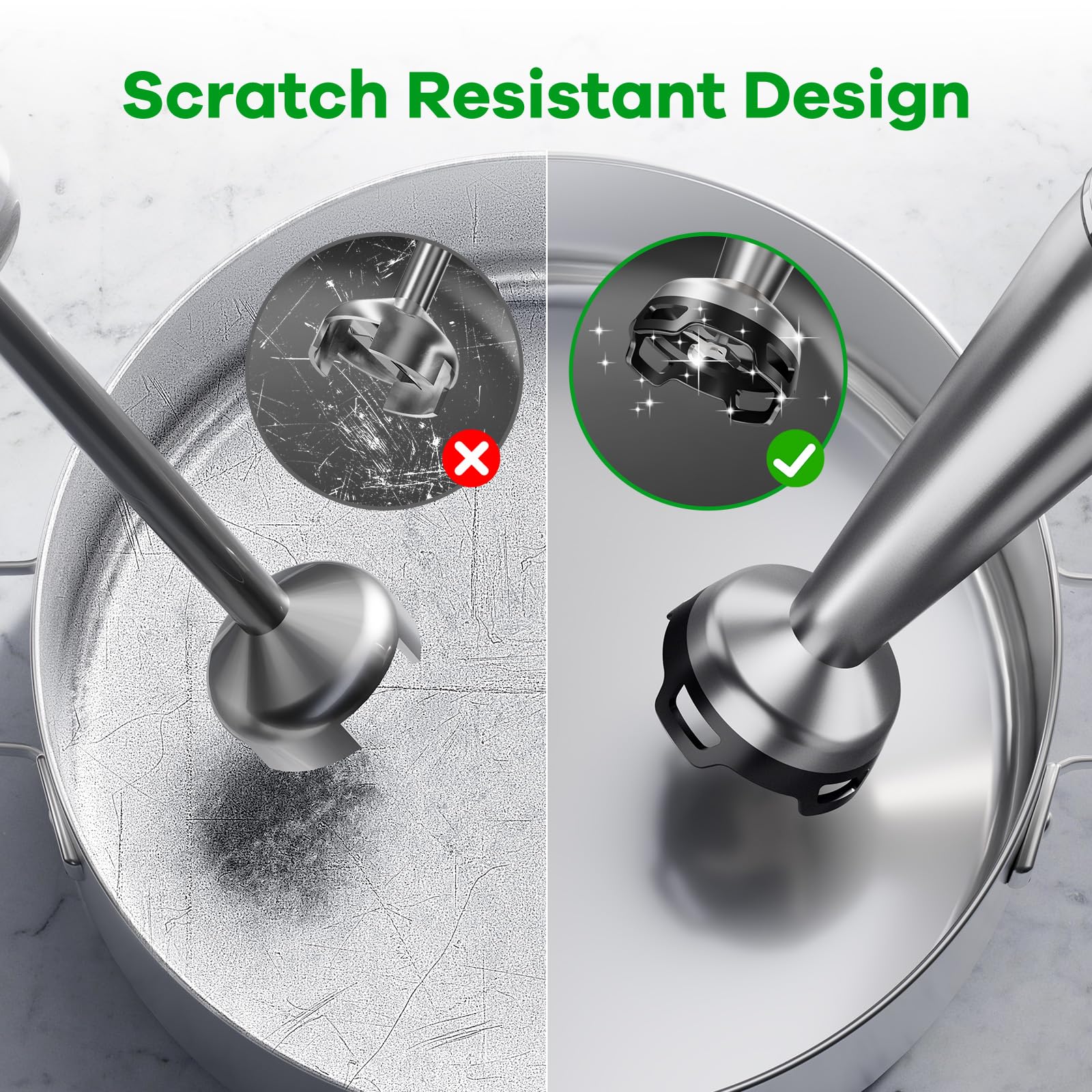 Immersion Blender Handheld Corded Hand Blenders Set 1100W, Trigger Variable Speed 5 in 1 Stick Emulsifier with Chopper, Whisk and Frother for Soup, Baby Food and Smoothies