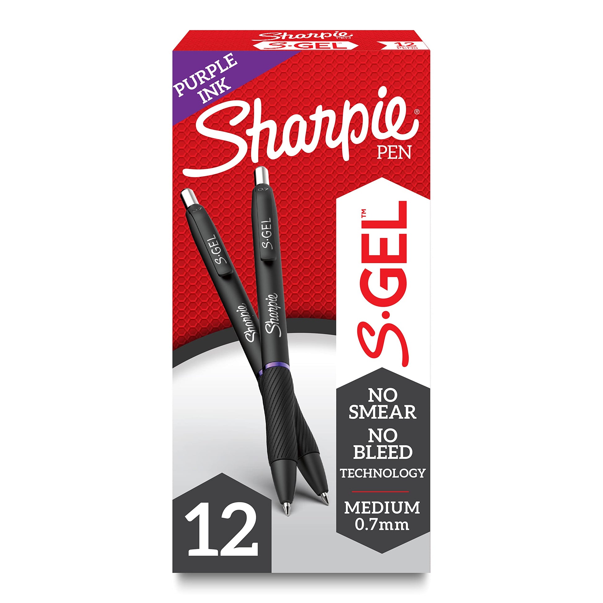 Sharpie S-Gel, Gel Pens, Medium Point (0.7mm), Red Ink Gel Pen, 12 Count