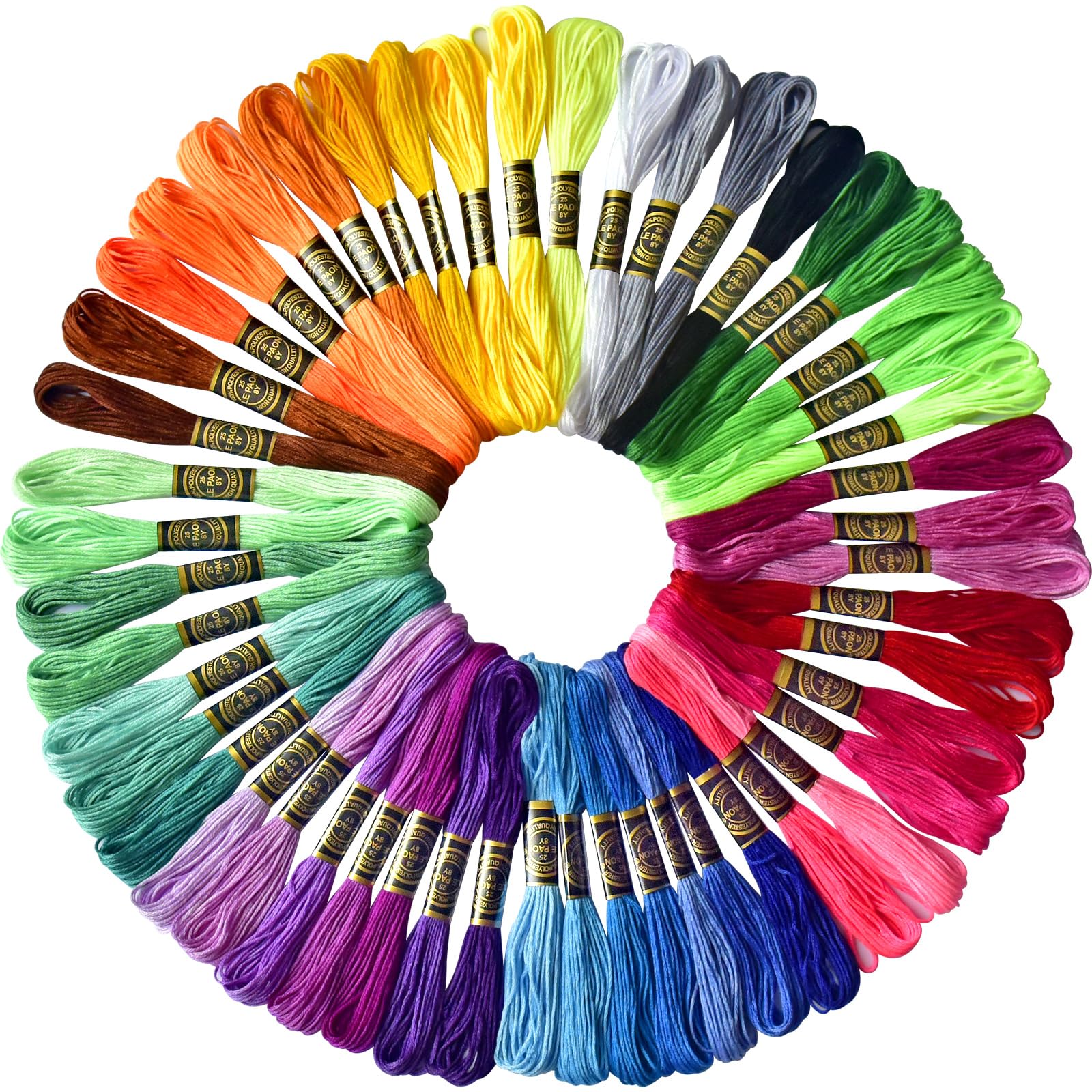 50 Skeins Embroidery Floss Rainbow Color Per Pack Cross Stitch Threads Friendship Bracelets Floss Crafts Floss (50)