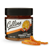 Collins Candied Fruit Orange Peel Twist in Syrup - Popular Cocktail Garnish for Skinny Margarita, Martini, Mojito, Old Fashioned Drinks, Peel for Baking, 10.9oz.