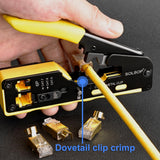 Solsop Pass Through RJ45 Crimp Tool Kit All-in-One Ethernet Crimper Cat7 Cat6 Cat5 Crimping Tool with Network Cable Tester, 50-Pack Cat6 RJ45 Pass Through Connector, 50-Pack Connector Boots