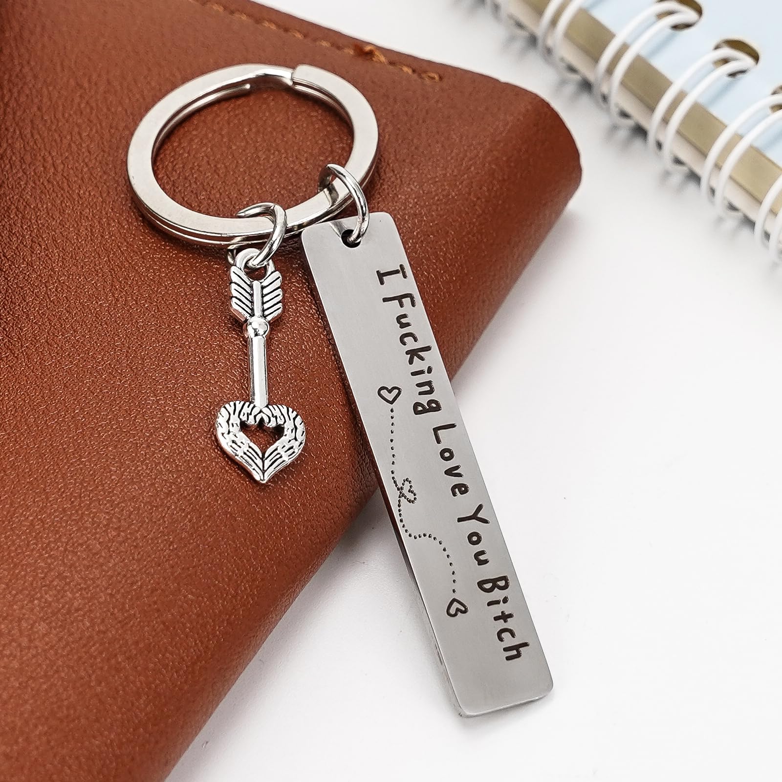 Teniinet Best Friend Keychain for Women, Stainless Steel Key Chain Engrave I Fking Love You Bith Birthday Christmas Friendship Gift for Bestie Best Friends Female Bff