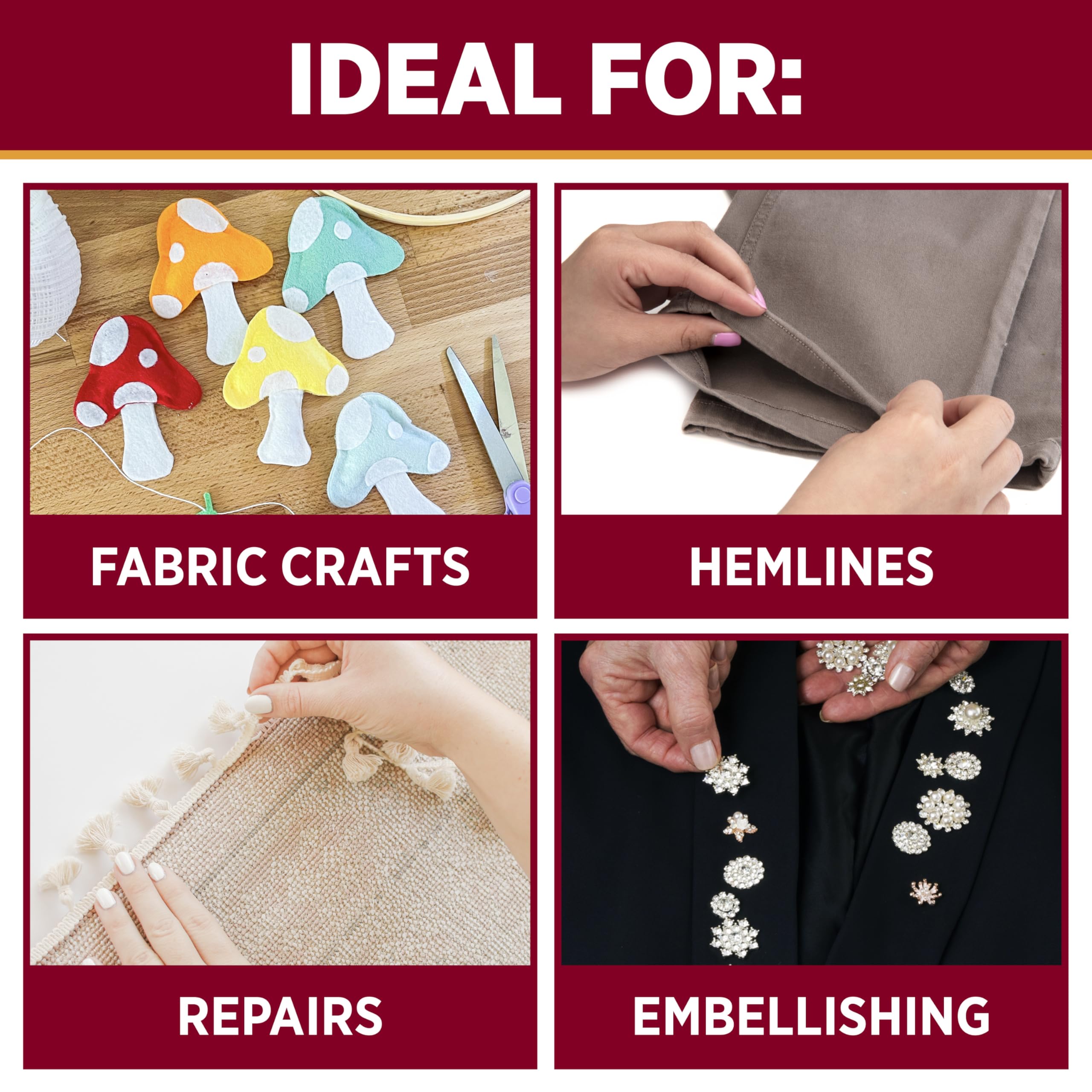 Aleene's Fabric Fusion Glue 4 oz, Permanent and Washable Adhesive, No-Sew Fabric Glue for Clothing, Denim, Polyester, Cotton, Flannel Materials, Dries Flexible