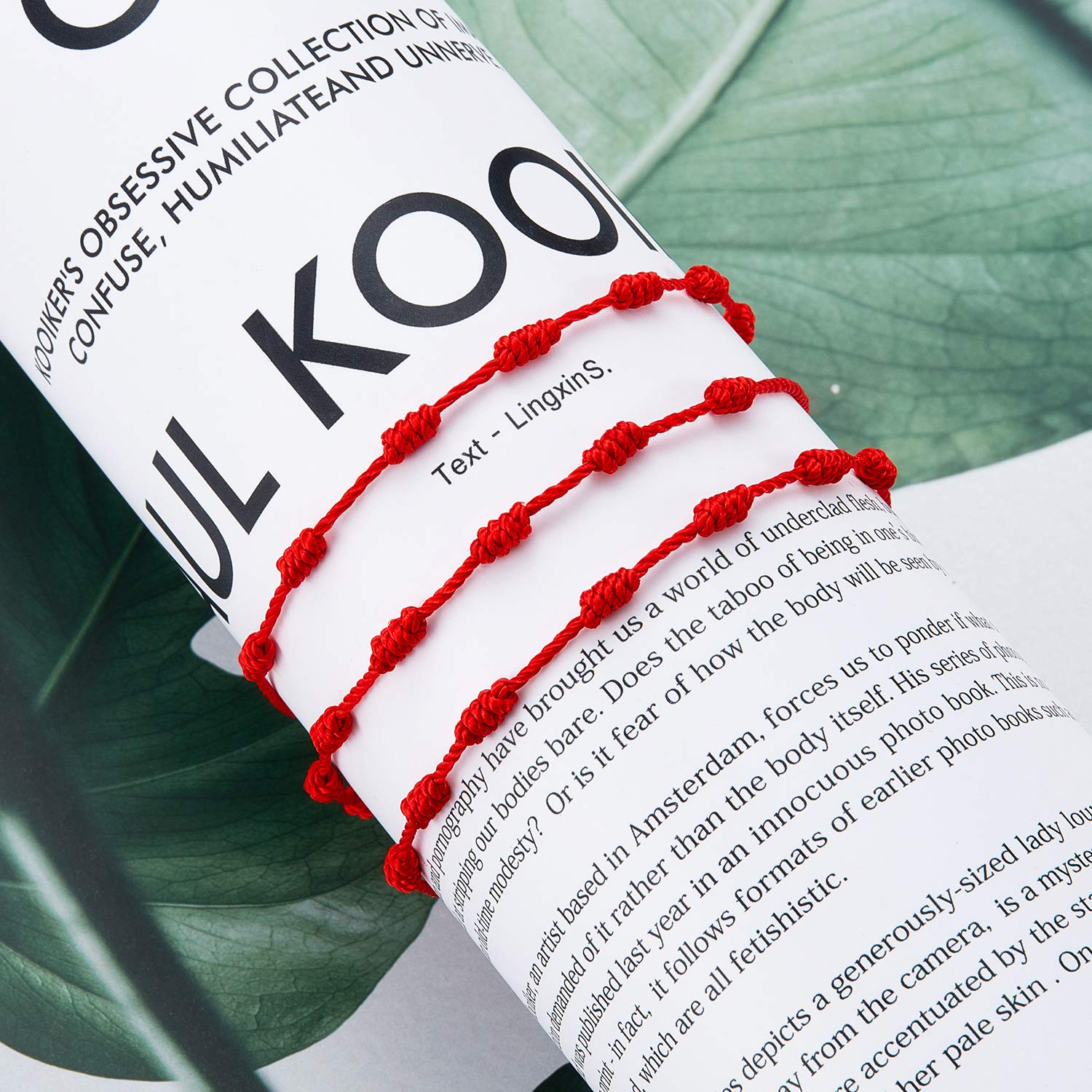 WILLBOND 6 Pieces Red String Bracelets Red Cord Bracelet Adjustable Knot String Bracelet Amulet for Protection, Evil Eye and Good Luck(7 Knots Style)