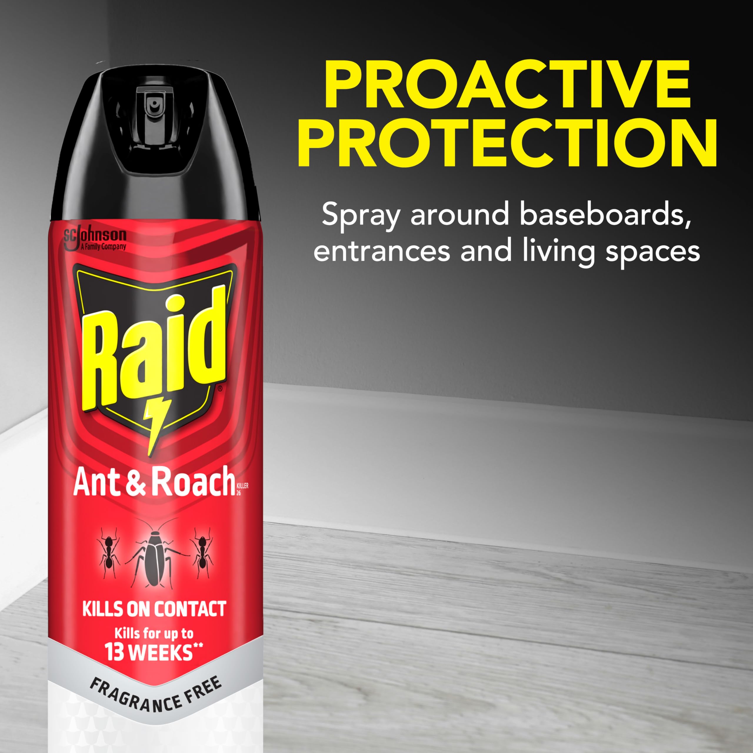 Raid Ant & Roach Killer 26, Fragrance Free Bug Killer for Home Use, Kills Bugs on Contact, 17.5 Oz, 2 Count
