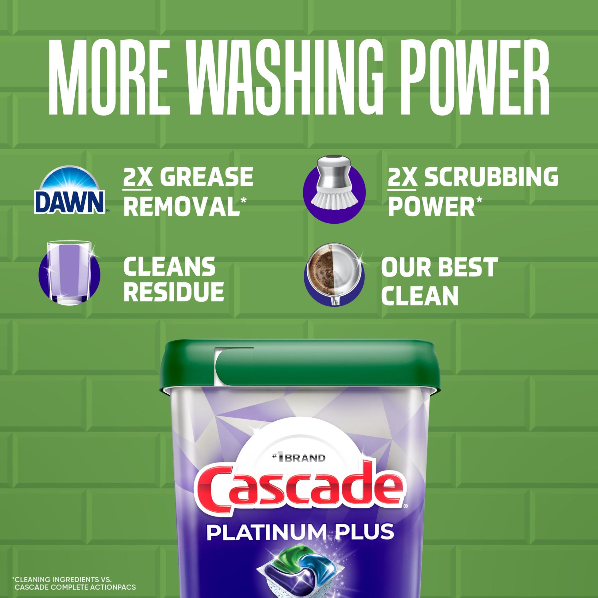 Cascade Platinum Plus Dishwasher Pods, Dishwasher Detergent, Dish Detergent Soap, Fresh, 47 Count