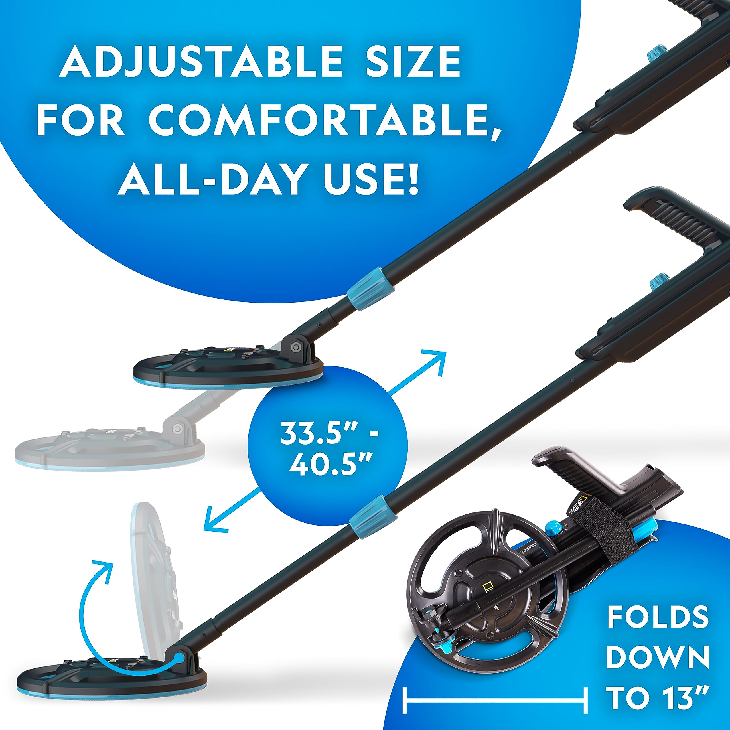 National Geographic Starter Metal Detector Kit for Kids - Kids Metal Detector with 7.4" Waterproof Coil & Trowel, Lightweight Gold Detector, Beach Detecting, Gift for Boys & Girls