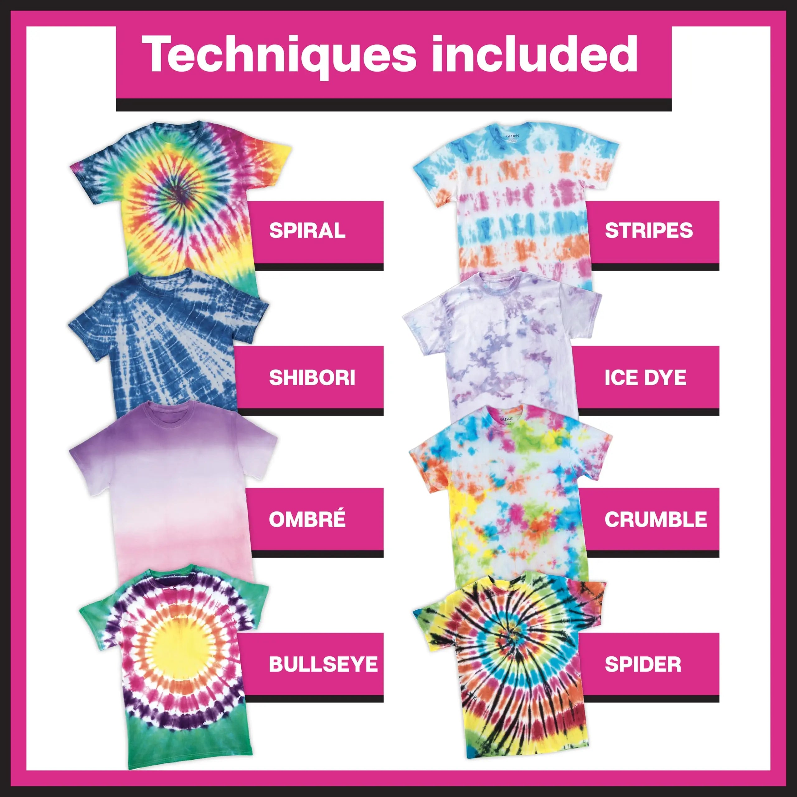 Tulip One-Step Tie-Dye Party, 18 Pre-Filled Bottles, Creative Group Activity, All-in-1 Fashion Design Kit, 1 Pack, Rainbow