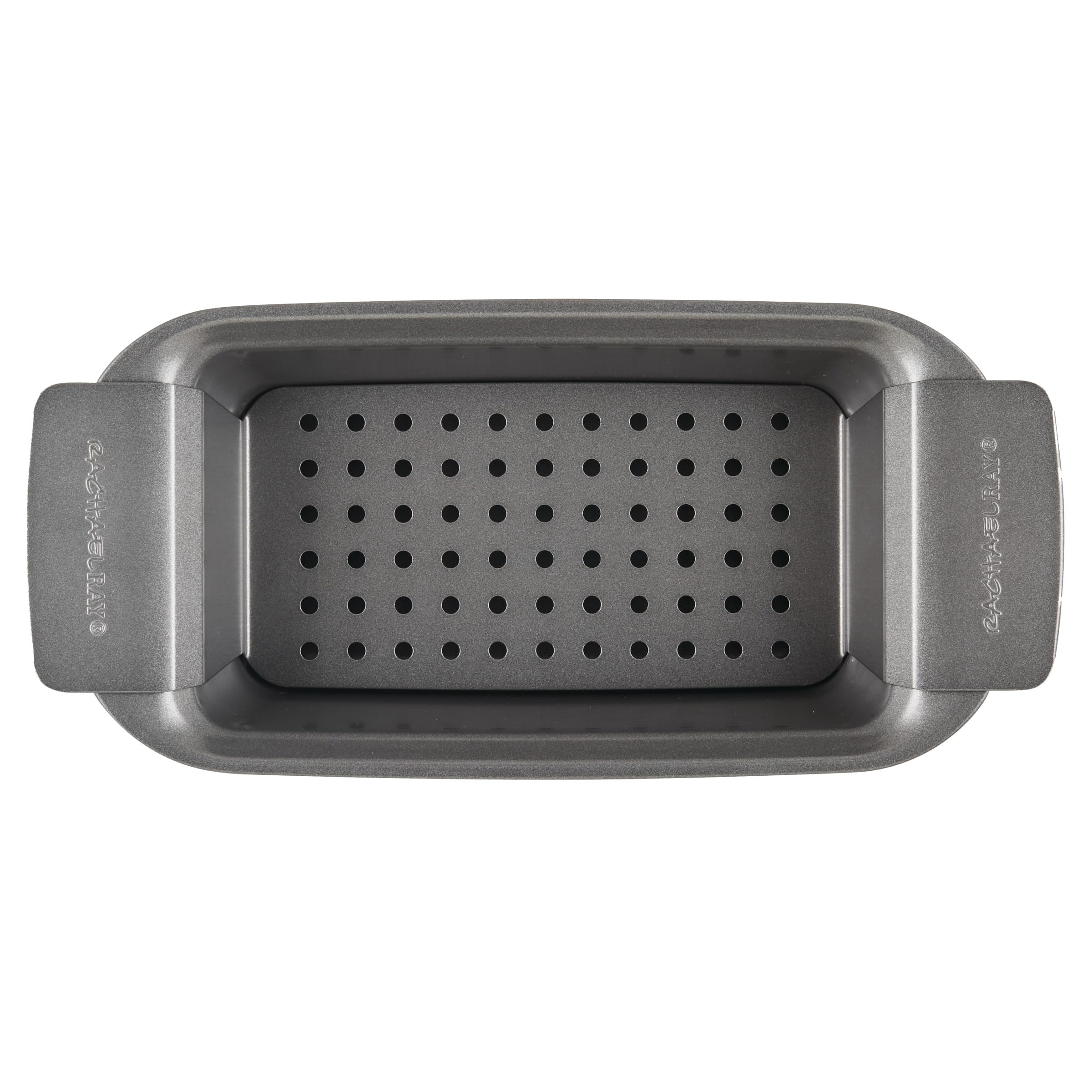 Rachael Ray Bakeware Meatloaf/Nonstick Baking Loaf Pan with Insert, 9 Inch x 5 Inch, Gray